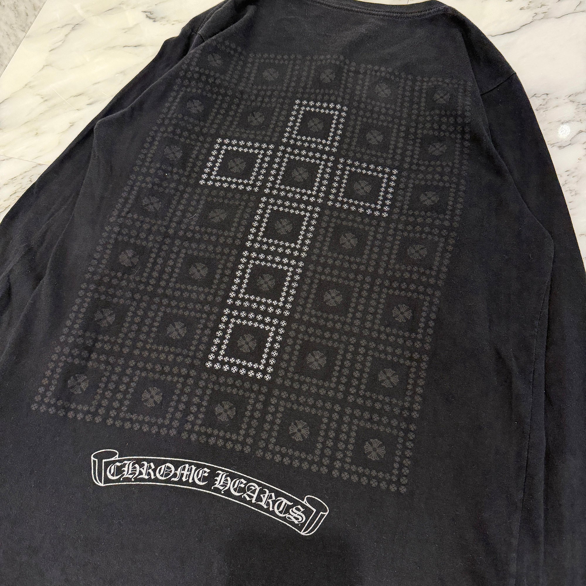 CHROME HEARTS CH Plus Block Cross Long Sleeve Tee Size S クロムハーツ CHプラス ブロッククロス ロングスリーブTシャツ サイズS