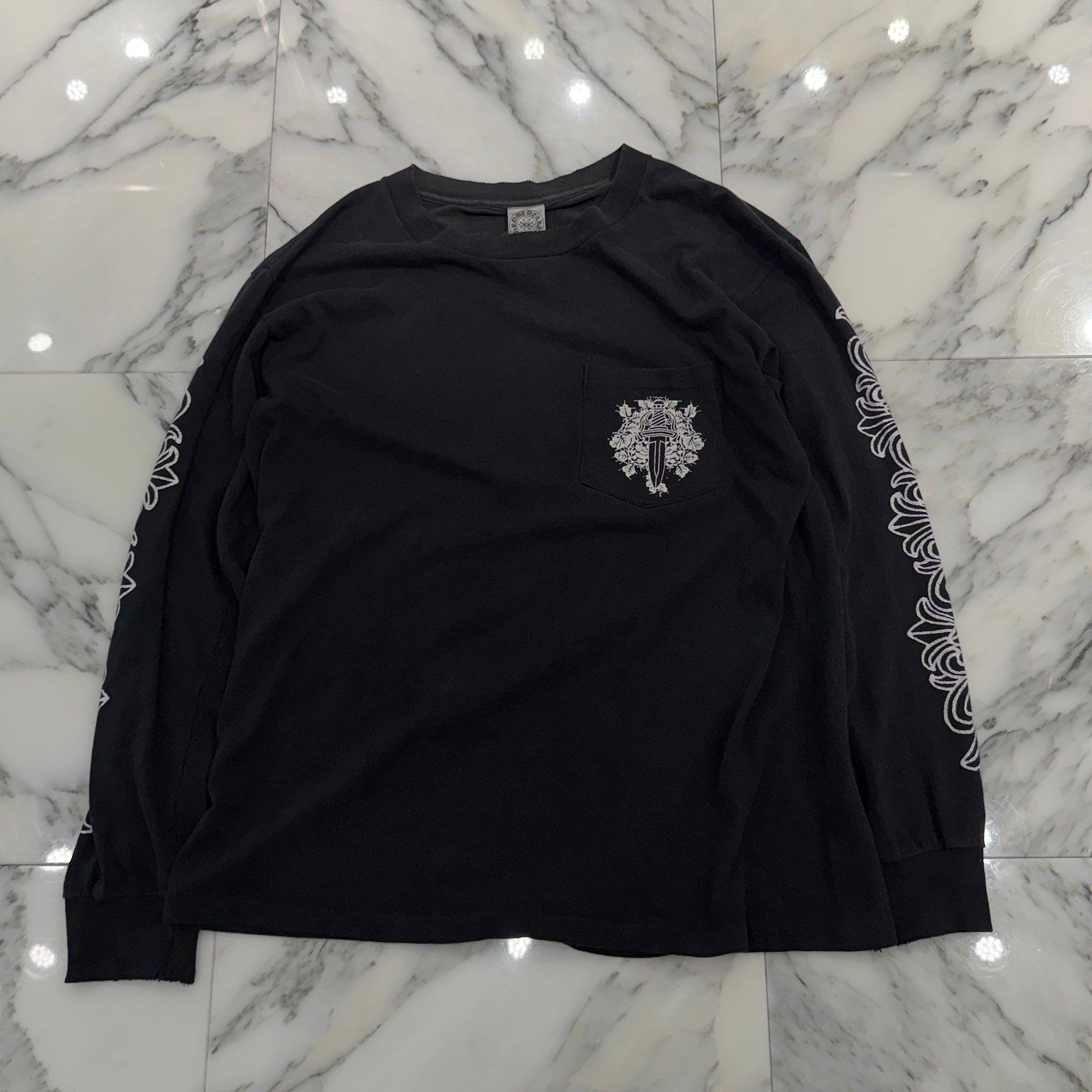 CHROME HEARTS Floral Cross Back Horseshoe Long Sleeve Tee Size M クロムハーツ フローラルクロス バック ホースシュー ロングスリーブ Tシャツ サイズM