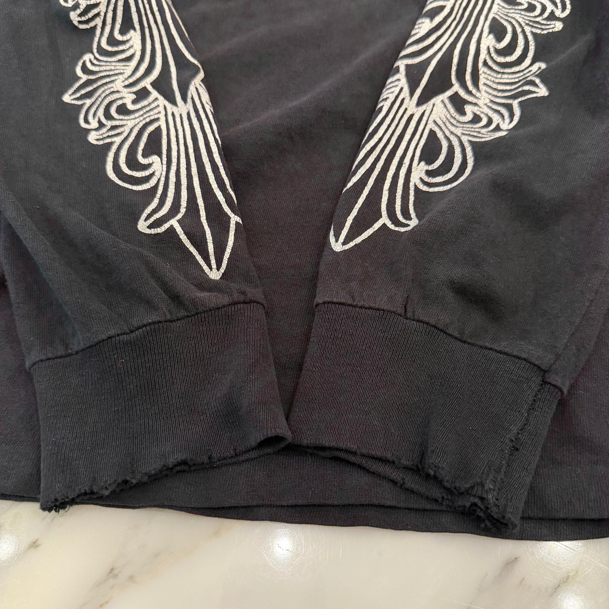 CHROME HEARTS Floral Cross Back Horseshoe Long Sleeve Tee Size M クロムハーツ フローラルクロス バック ホースシュー ロングスリーブ Tシャツ サイズM