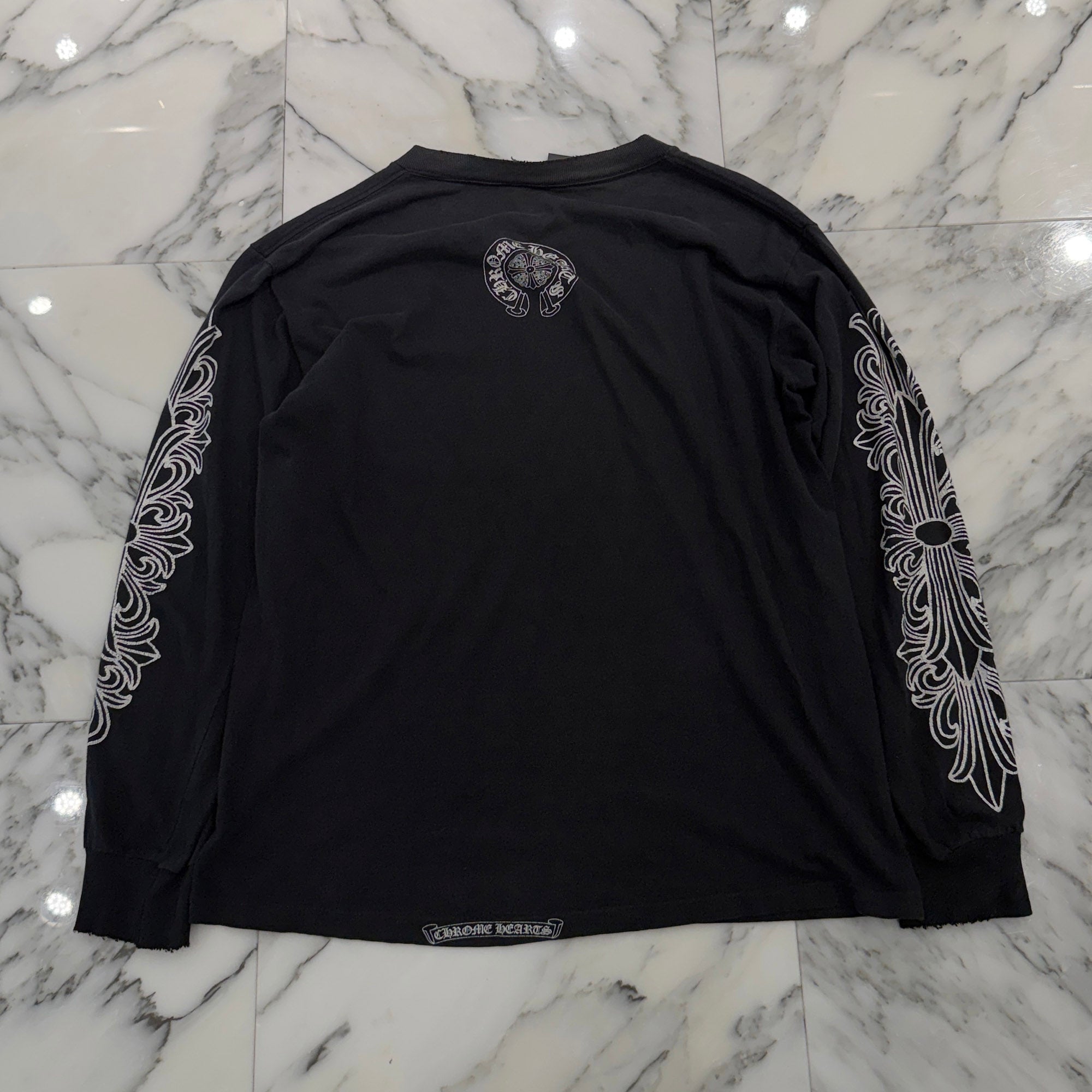 CHROME HEARTS Floral Cross Back Horseshoe Long Sleeve Tee Size M クロムハーツ フローラルクロス バック ホースシュー ロングスリーブ Tシャツ サイズM