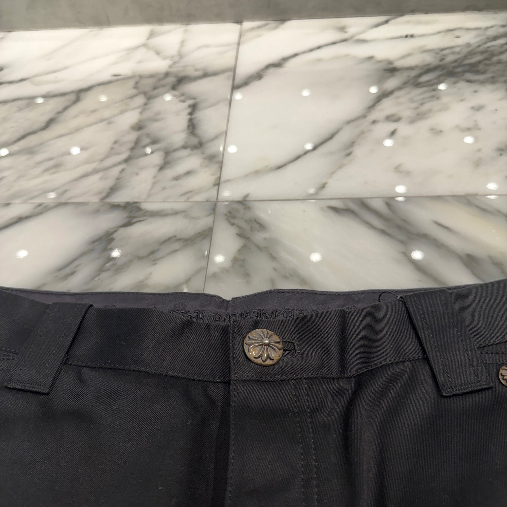 CHROME HEARTS Multi Leather Patch Carpenter Cross Ball Button Pants Size 36 クロムハーツ マルチレザーパッチ カーペンター クロスボールボタン パンツ サイズ36