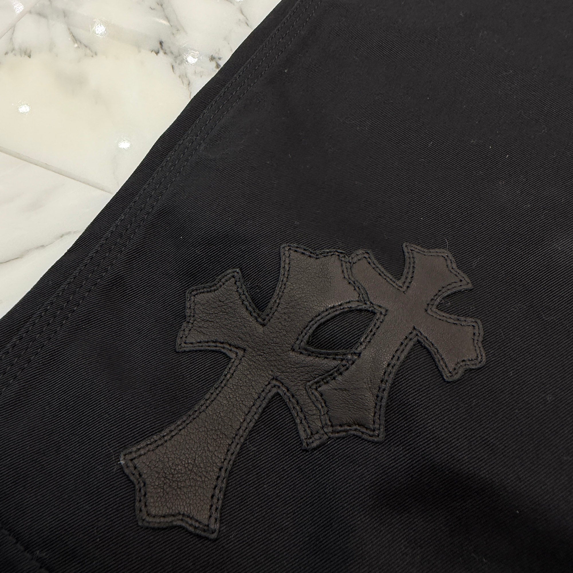 CHROME HEARTS Multi Leather Patch Carpenter Cross Ball Button Pants Size 36 クロムハーツ マルチレザーパッチ カーペンター クロスボールボタン パンツ サイズ36