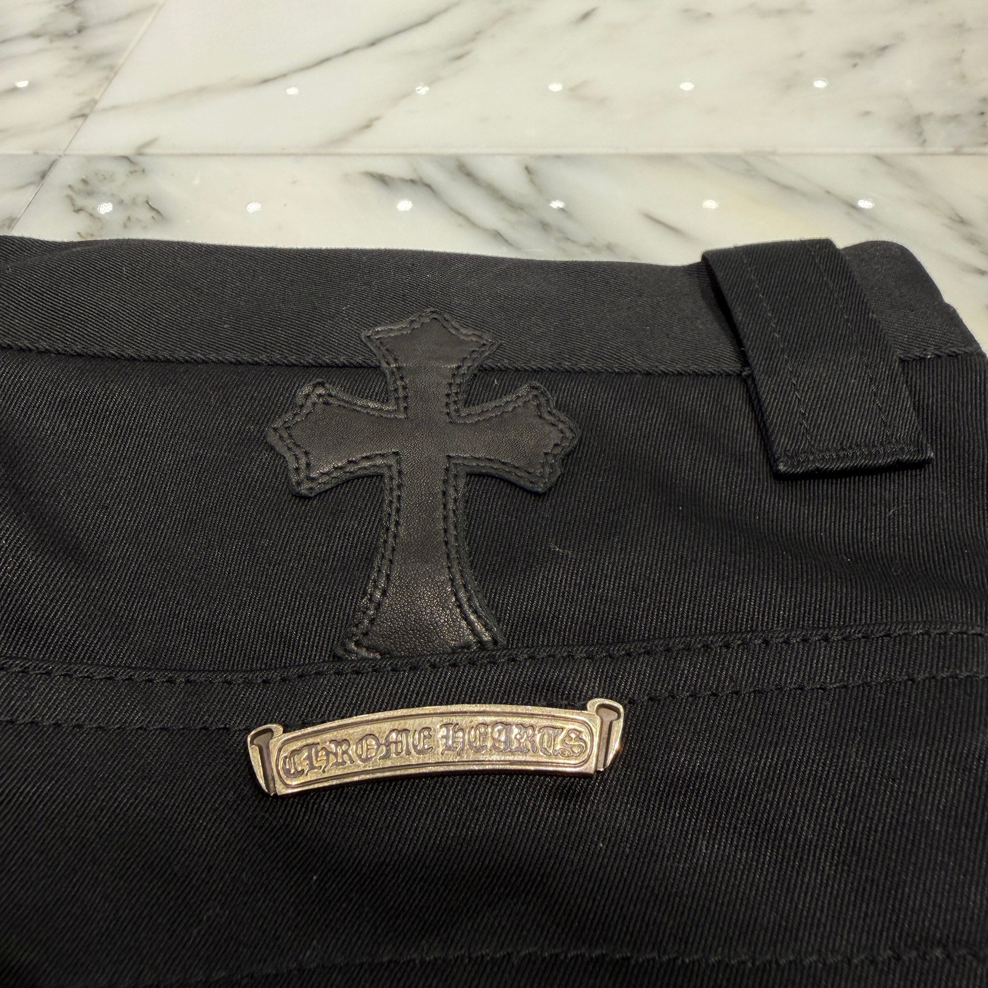 CHROME HEARTS Multi Leather Patch Carpenter Cross Ball Button Pants Size 36 クロムハーツ マルチレザーパッチ カーペンター クロスボールボタン パンツ サイズ36
