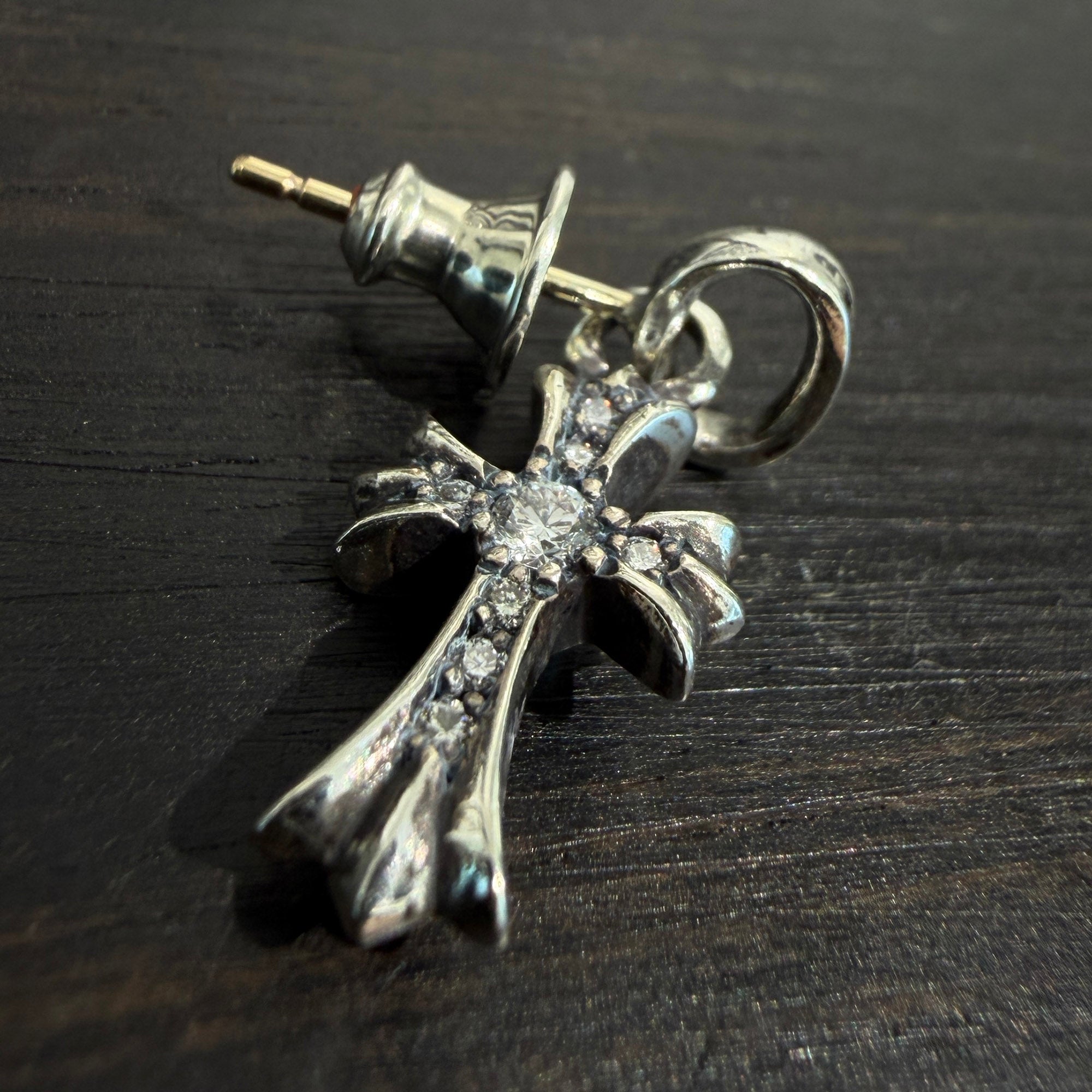 CHROME HEARTS Baby Fat Cross Earring Pave Diamond クロムハーツ ベイビーファットクロス ピアス パヴェダイアモンド