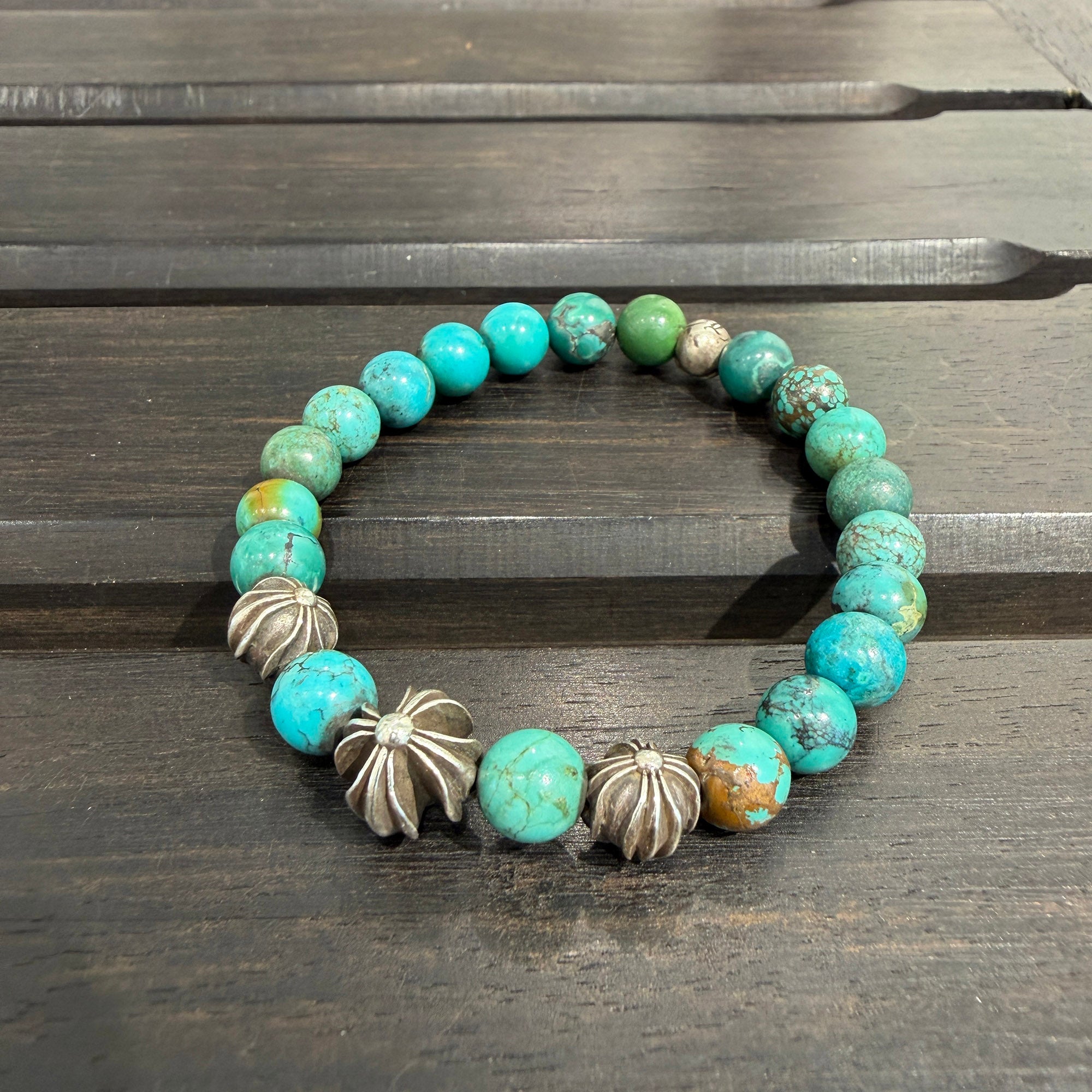 クロムハーツ 4mmビーズブレスレット ターコイズ CHROME HEARTS Turquoise Beads Bracelet Size 8mm クロムハーツ