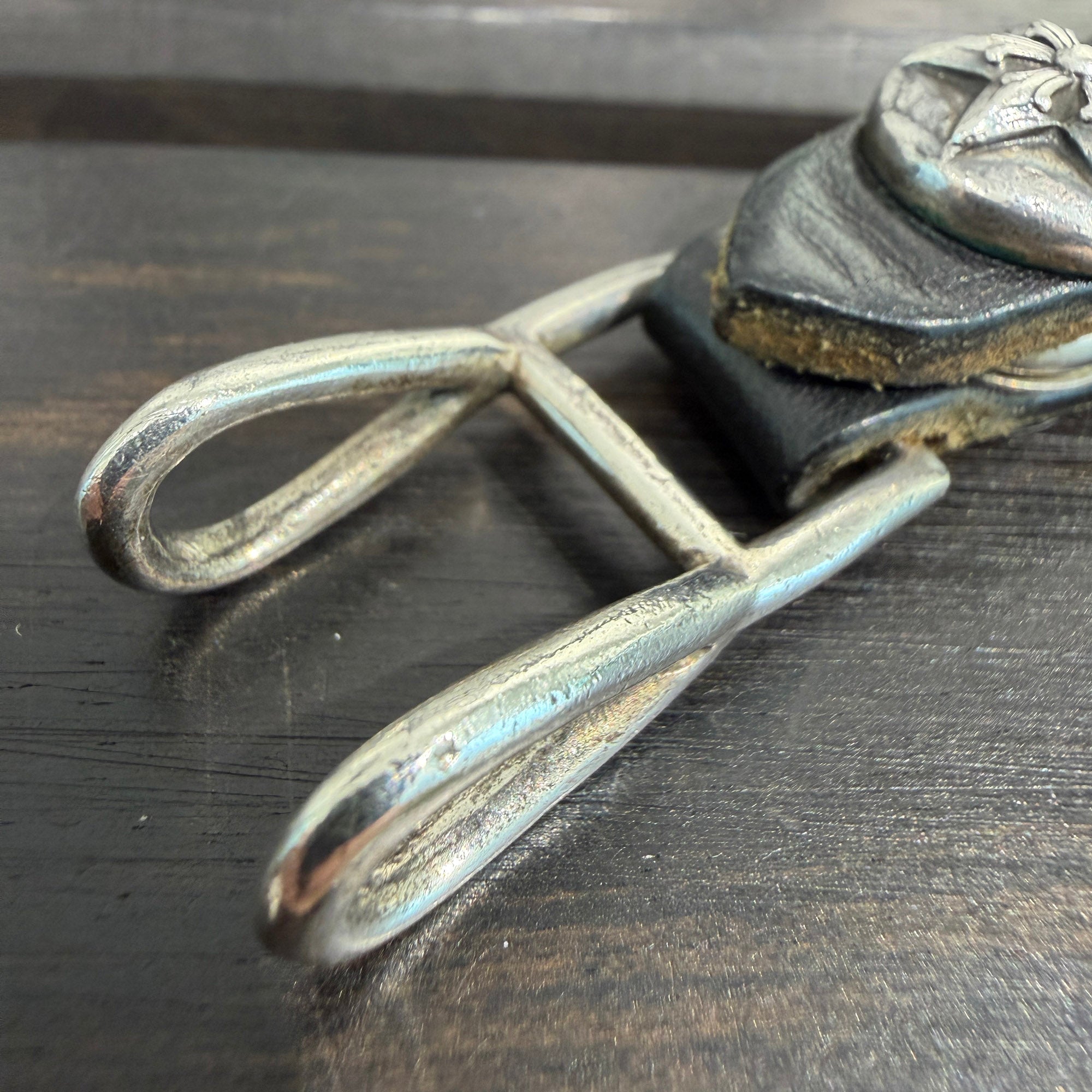 CHROME HEARTS Star Ball Button Leather W Belt Loop クロムハーツ スターボールボタン レザー ダブル ベルトループ
