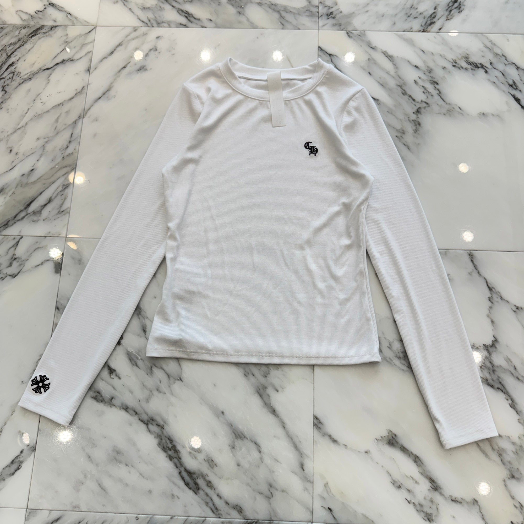 CHROME HEARTS Y NOT CH Plus Embroidery Rayon Long Sleeve Tee Size XS クロムハーツ ワイノット CHプラス刺繍 レーヨン ロングスリーブTシャツ サイズXS