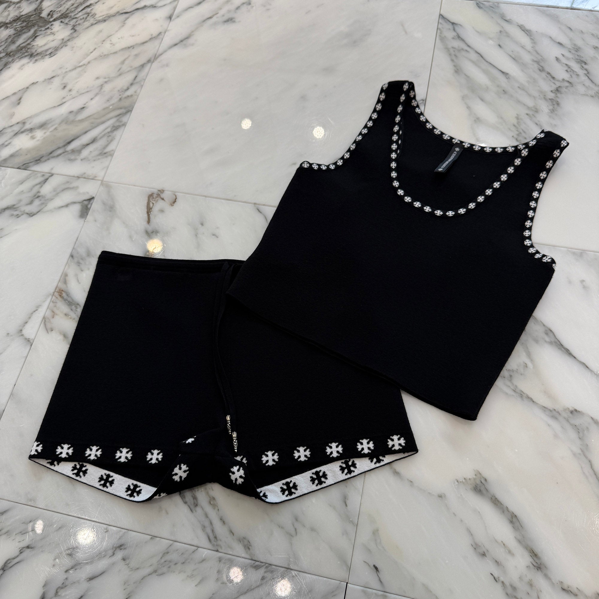CHROME HEARTS CH Plus Jacquard Cropped Tank Top & Biker Shorts Set Up Size XS&S クロムハーツ CHプラス ジャカードクロップド タンクトップ&バイカーショーツ セットアップ サイズXS&S