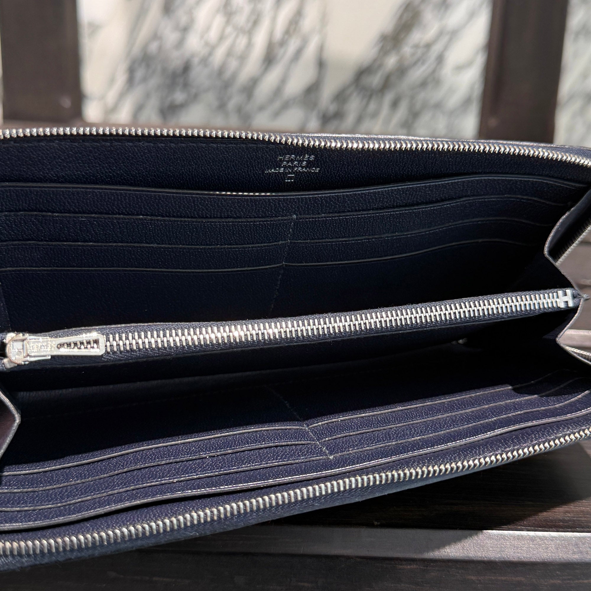 HERMES Azap Long Leather Wallet "Bleu Marine" Y刻印 エルメス アザップ ロング レザーウォレット "ブルーマリン" Y刻印