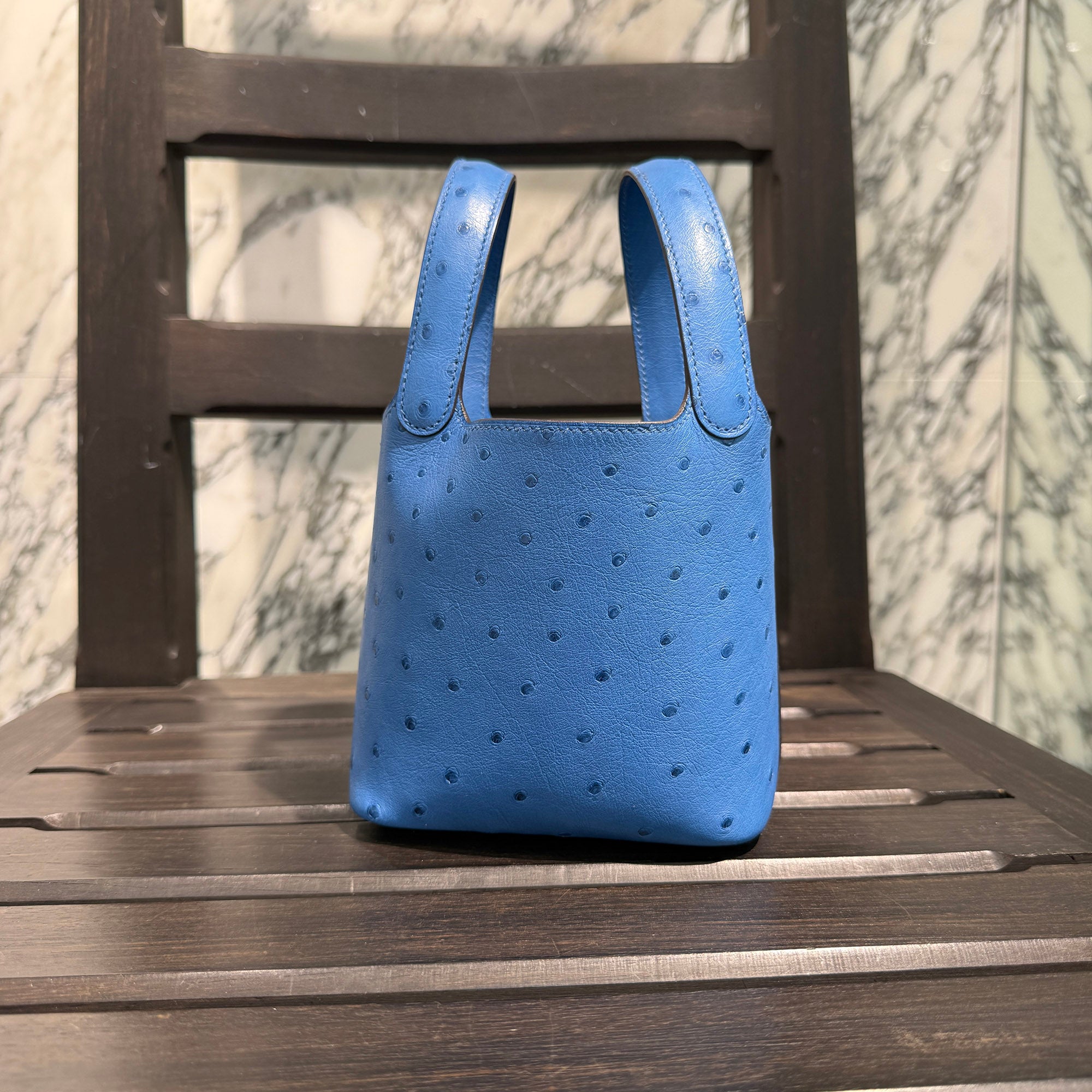 HERMES Picotin Lock Micro OSTRICH "Mykonos" W刻印 エルメス ピコタンロック マイクロ オーストリッチ "ミコノス" ハンドバッグ W刻印