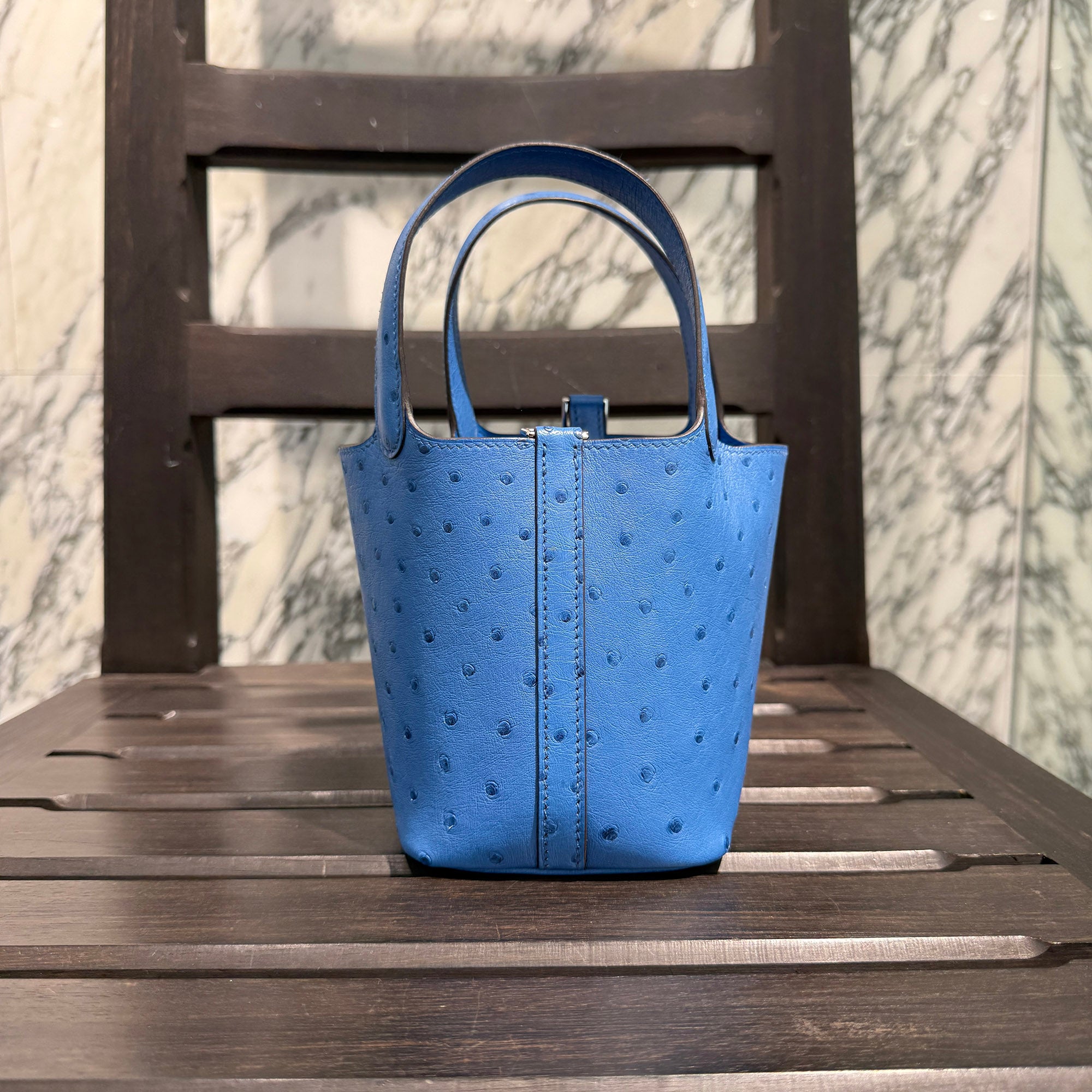 HERMES Picotin Lock Micro OSTRICH "Mykonos" W刻印 エルメス ピコタンロック マイクロ オーストリッチ "ミコノス" ハンドバッグ W刻印