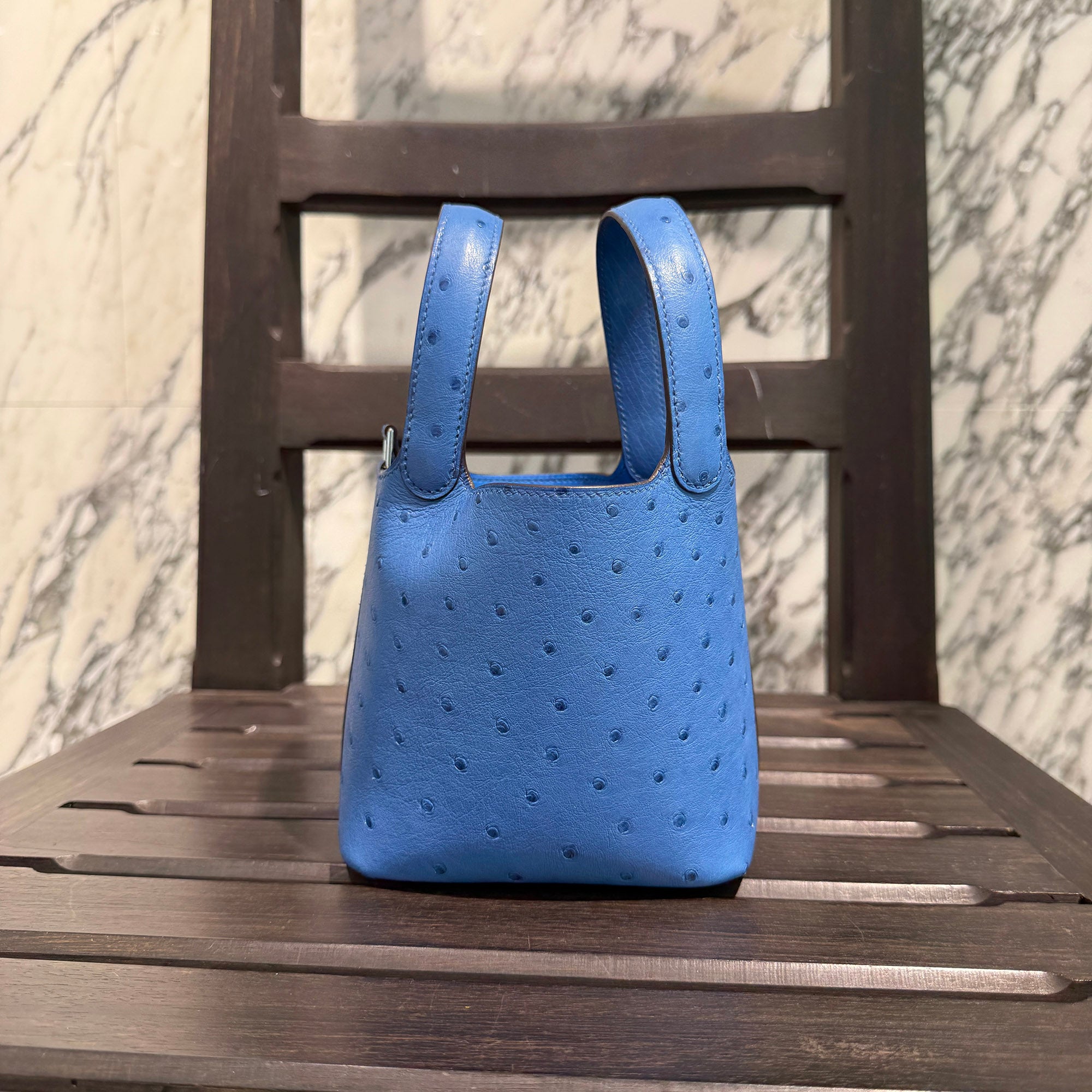 HERMES Picotin Lock Micro OSTRICH "Mykonos" W刻印 エルメス ピコタンロック マイクロ オーストリッチ "ミコノス" ハンドバッグ W刻印
