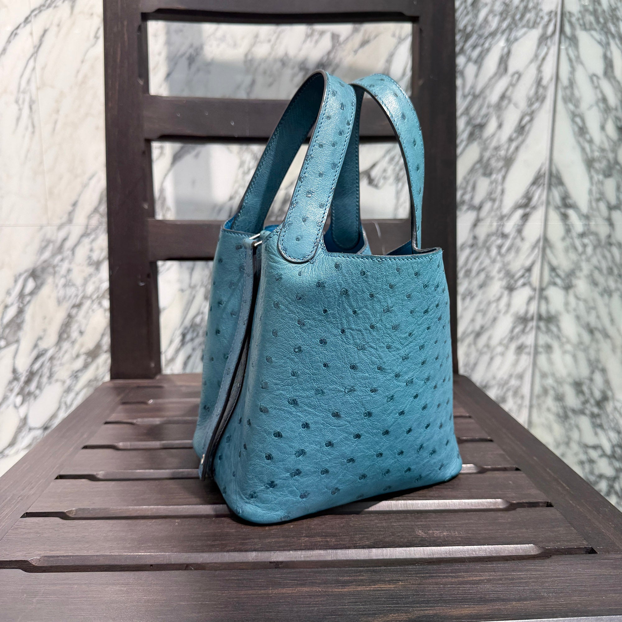 HERMES Picotin Lock PM OSTRICH "Colvert" A刻印 エルメス ピコタンロック PM オーストリッチ "コルヴェール" ハンドバッグ A刻印