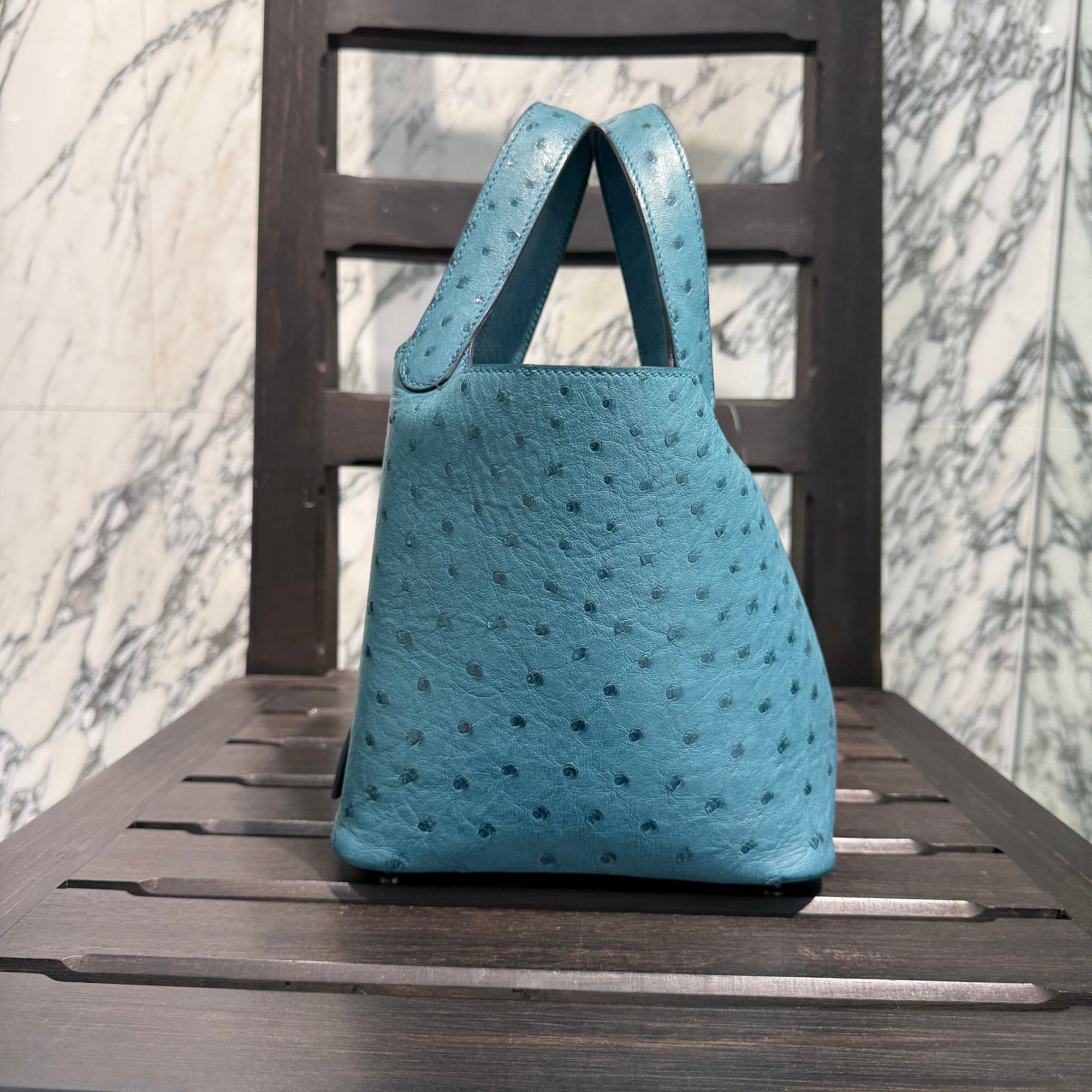 HERMES Picotin Lock PM OSTRICH "Colvert" A刻印 エルメス ピコタンロック PM オーストリッチ "コルヴェール" ハンドバッグ A刻印