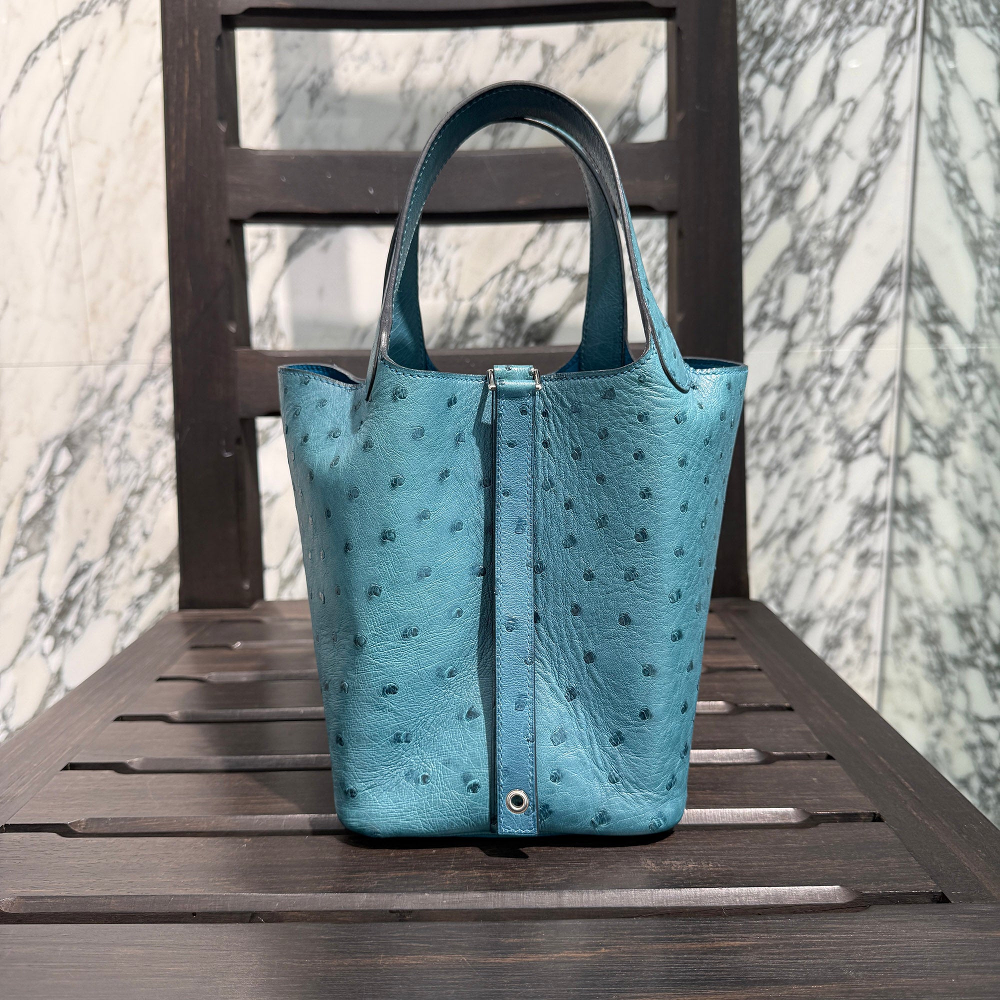 HERMES Picotin Lock PM OSTRICH "Colvert" A刻印 エルメス ピコタンロック PM オーストリッチ "コルヴェール" ハンドバッグ A刻印