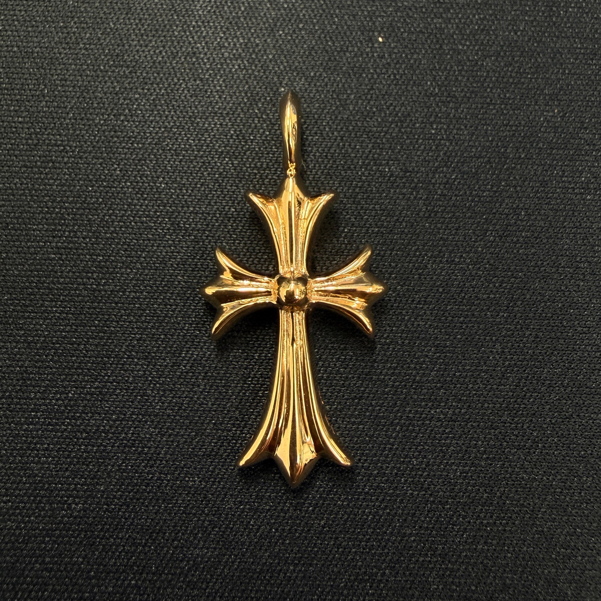 CHROME HEARTS 22K Tiny Fat Cross Pave Emerald Pendant Top クロムハーツ 22K タイニーファット クロス パヴェエメラルド ペンダントトップ