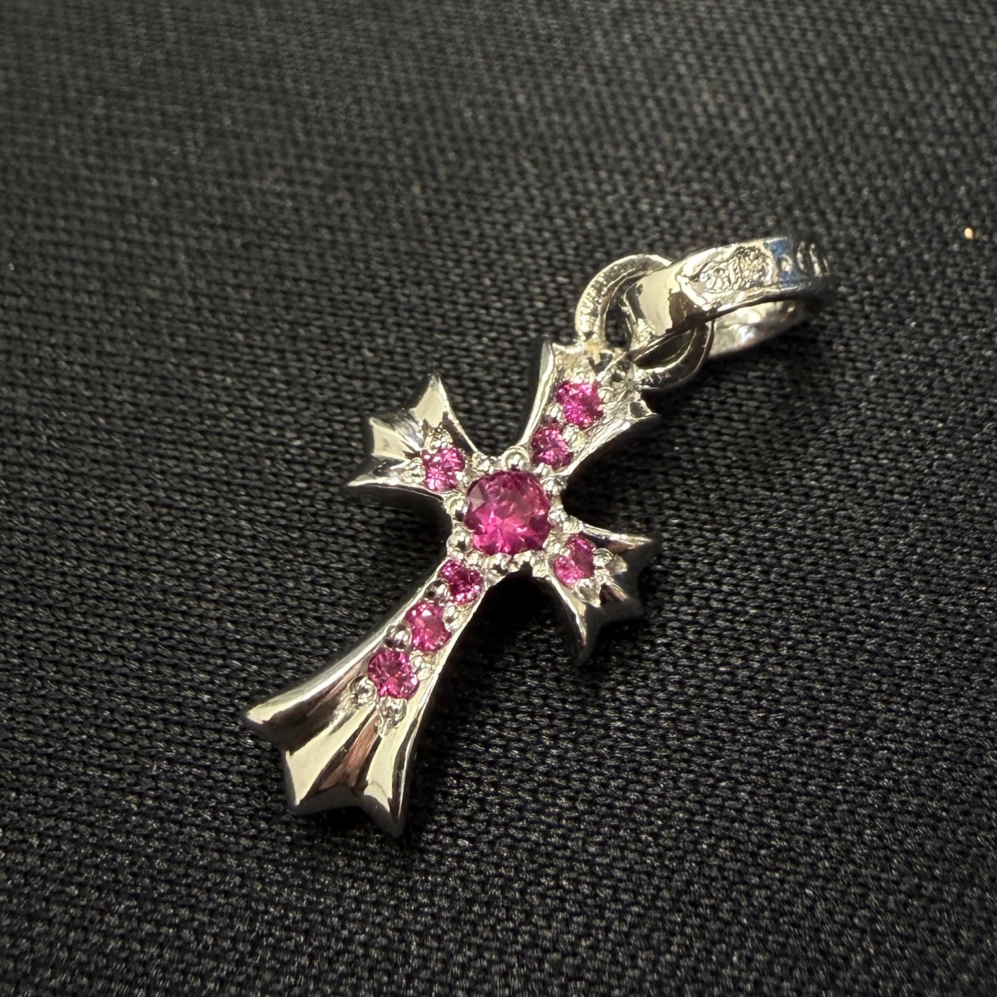 CHROME HEARTS 18K WG Baby Fat Charm Pave Pink Sapphire クロムハーツ 18K ホワイトゴールド ベビーファット チャーム パヴェピンクサファイア