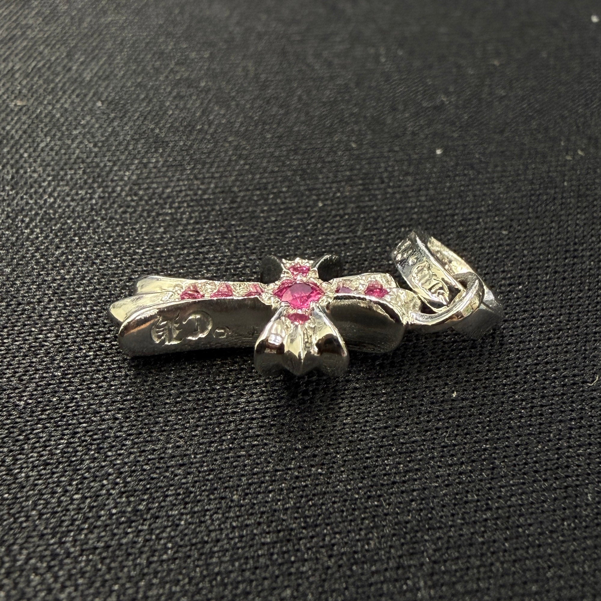 クロムハーツ　ピンクプァヴェ CHROME HEARTS 18K WG Baby Fat Charm Pave Pink Sapphire クロム