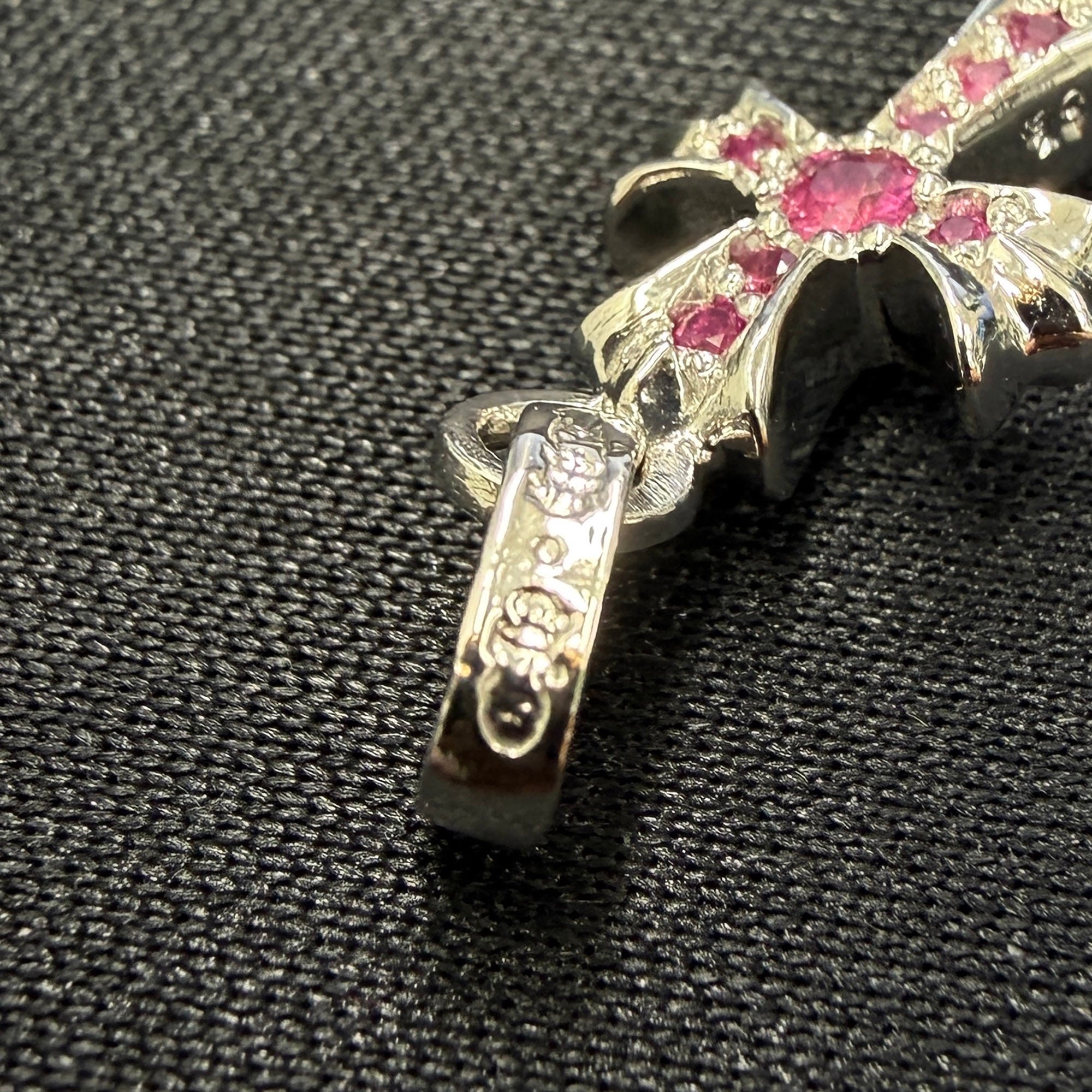 CHROME HEARTS 18K WG Baby Fat Charm Pave Pink Sapphire クロムハーツ 18K ホワイトゴールド ベビーファット チャーム パヴェピンクサファイア