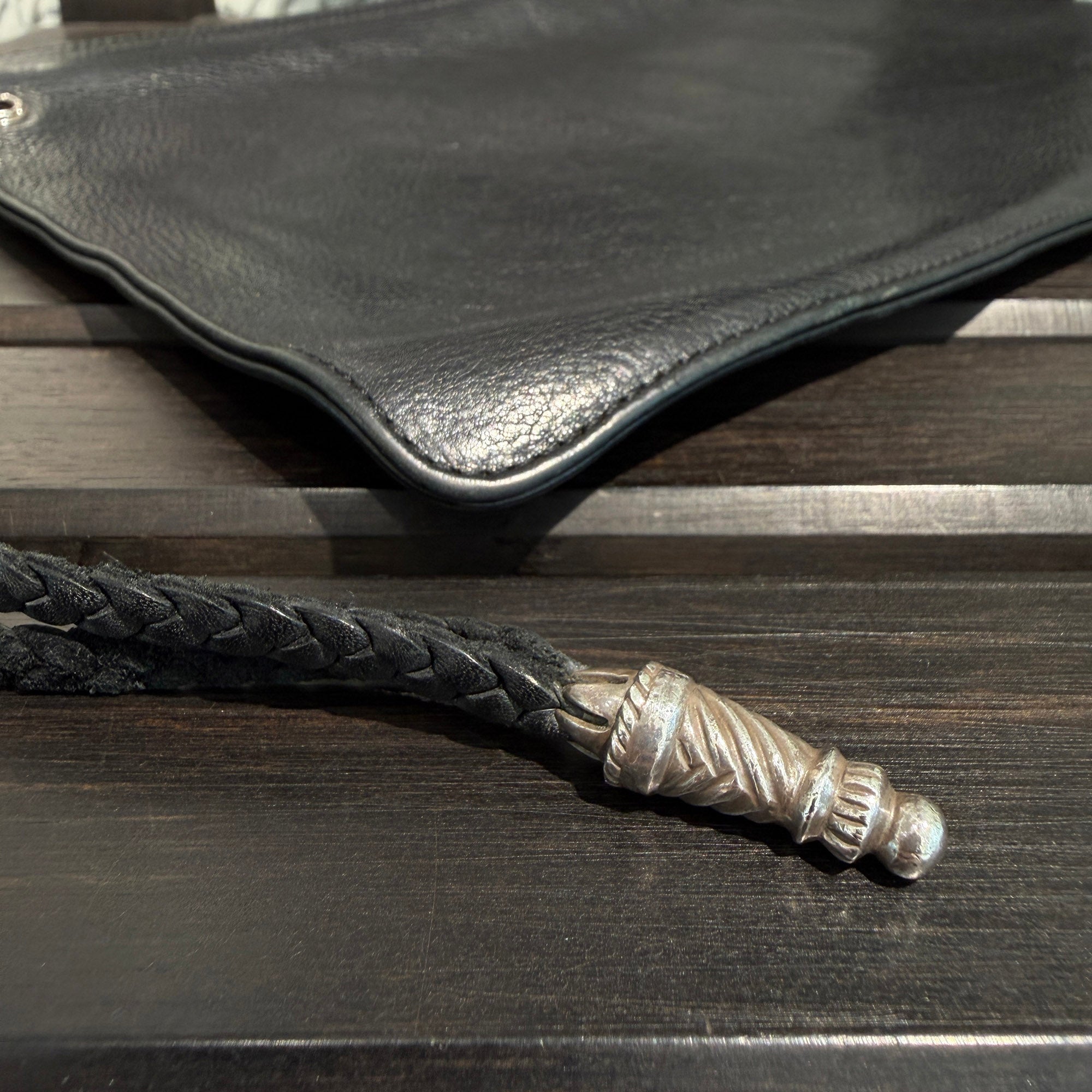 CHROME HEARTS Flat Pouch Leather Clutch Bag クロムハーツ フラットポーチ レザー クラッチバッグ