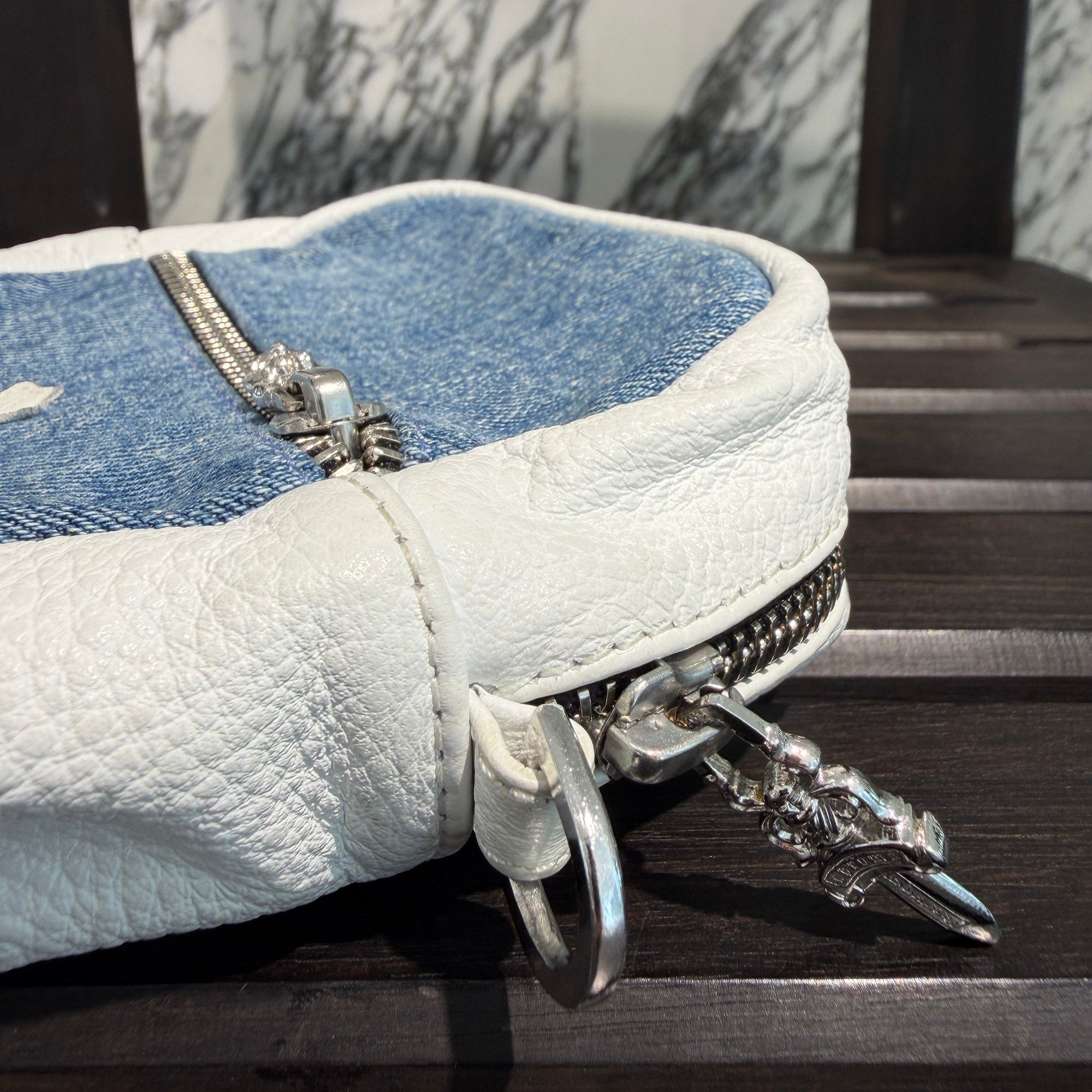 CHROME HEARTS TAKAMINI 3 Cemetery Cross Patch Denim Shoulder Bag クロムハーツ タカミニ 3セメタリークロスパッチ デニム ショルダーバッグ