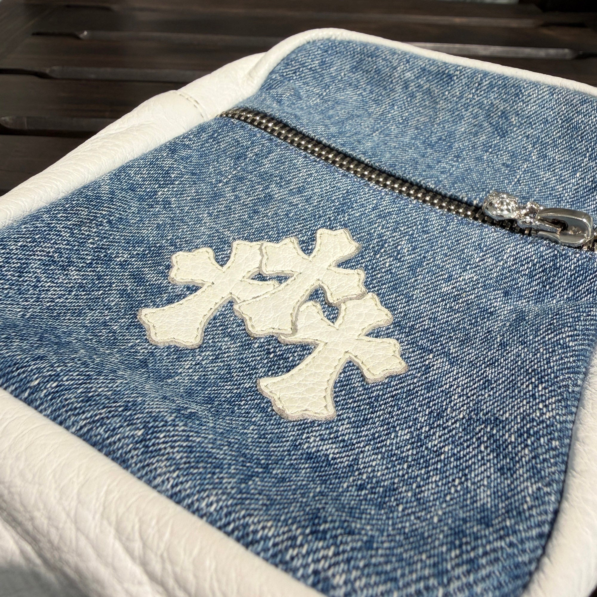 CHROME HEARTS TAKAMINI 3 Cemetery Cross Patch Denim Shoulder Bag クロムハーツ タカミニ 3セメタリークロスパッチ デニム ショルダーバッグ