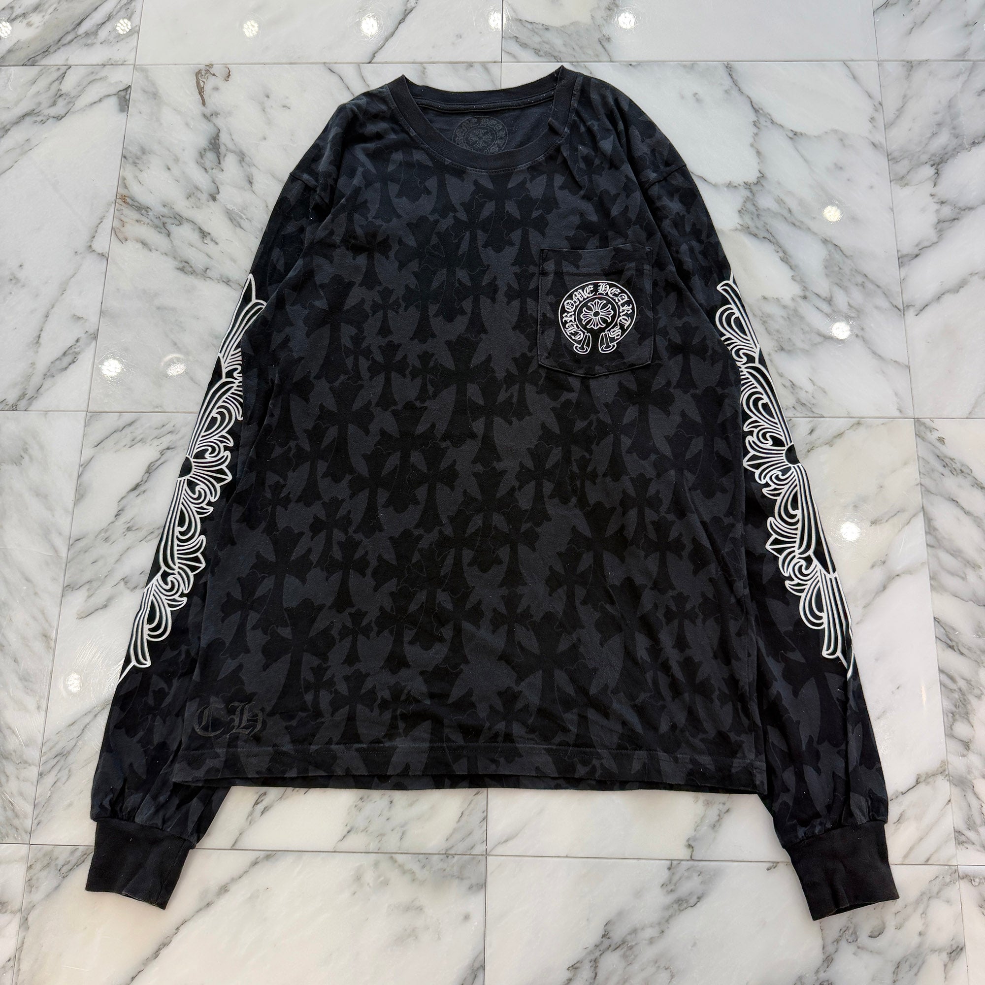 CHROME HEARTS 2024SS Graveyard Cemetery Cross Long Sleeve Tee Size M クロムハーツ グレイブヤード セメタリークロス ロングスリーブTシャツ サイズM