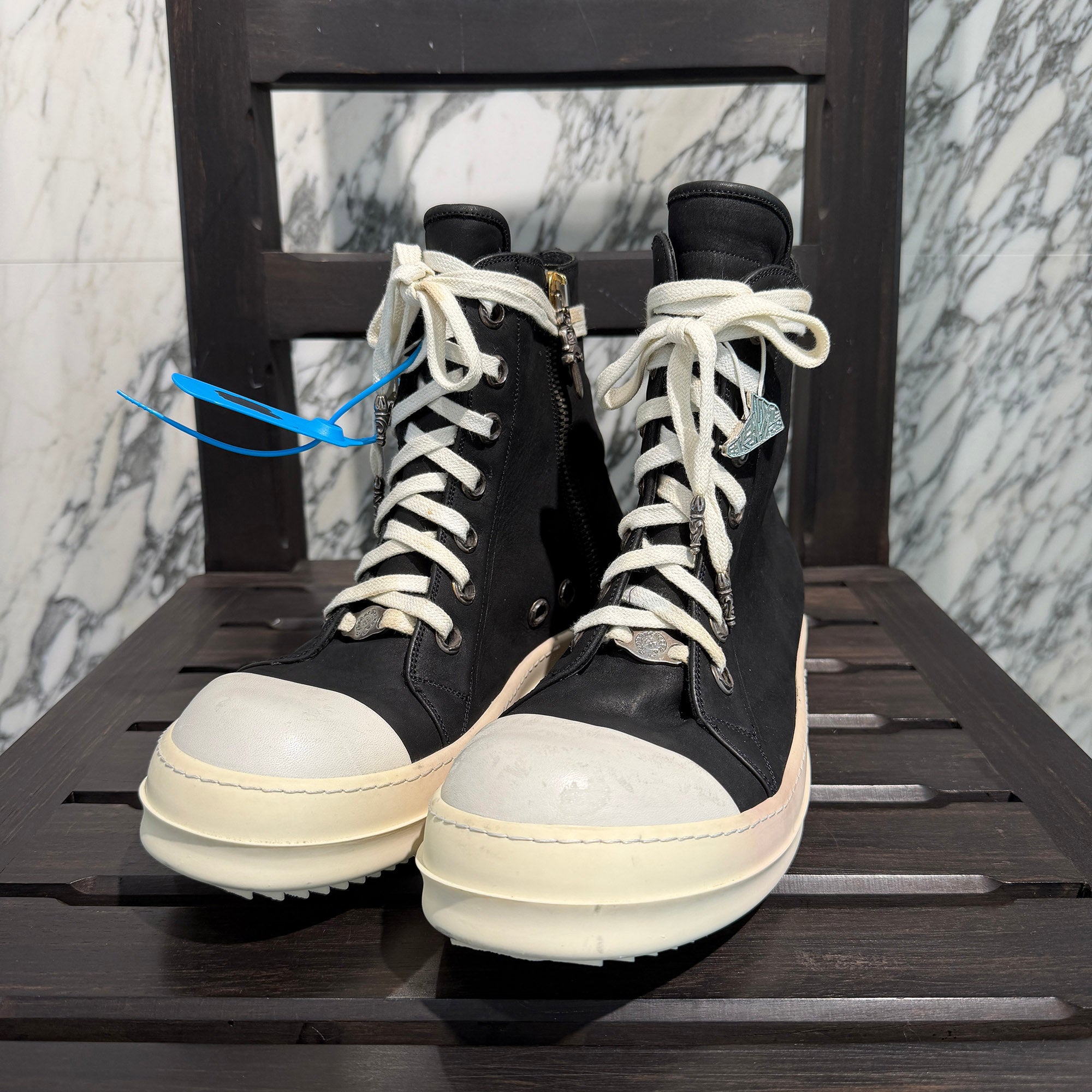CHROME HEARTS × Rick Owens Ramones Grain Leather Custom Sneakers Size 41 (約26.0cm〜26.5cm) クロムハーツ × リックオーエンス ラモーンズ グレインレザー カスタムスニーカー サイズ41(約26.0cm〜26.5cm)