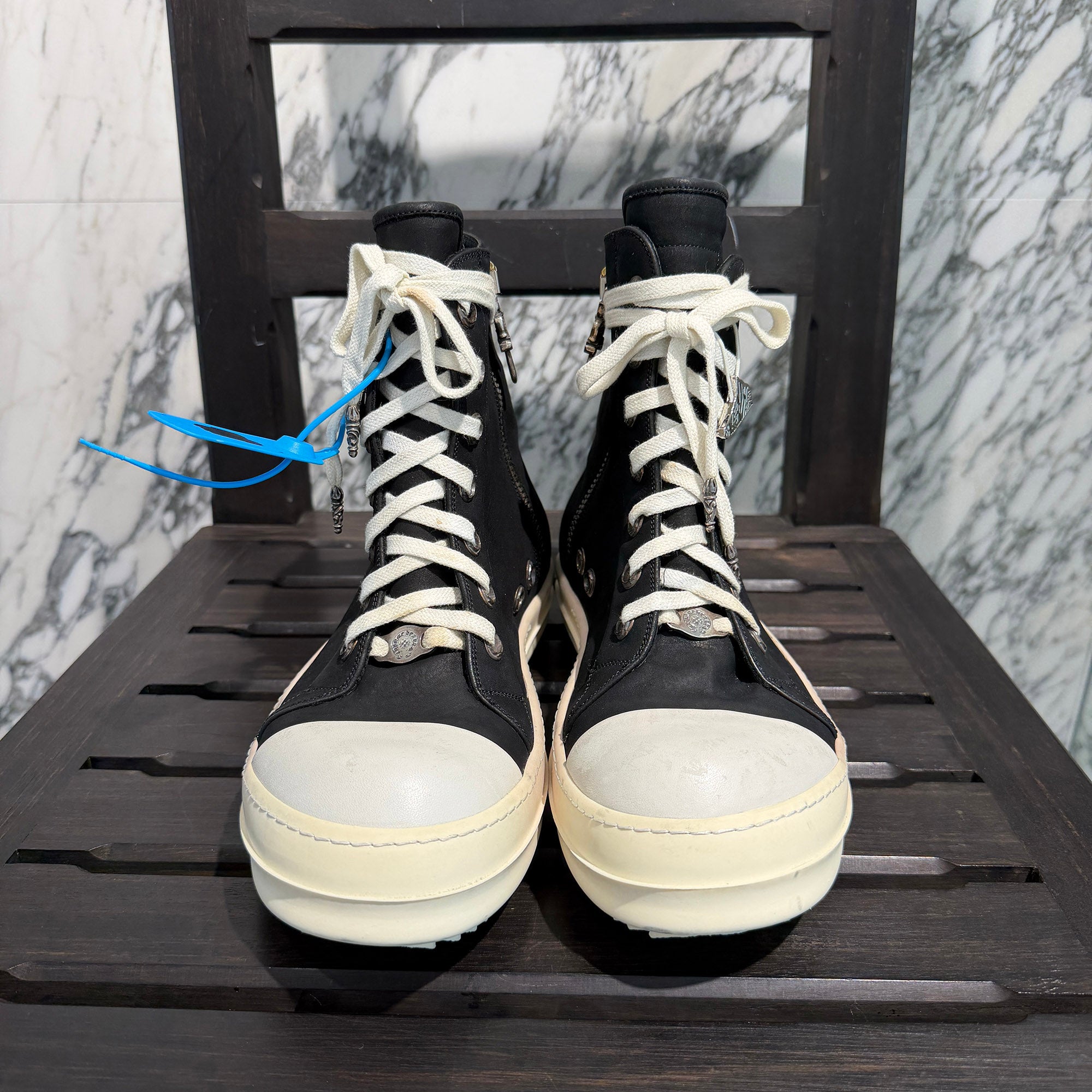 CHROME HEARTS × Rick Owens Ramones Grain Leather Custom Sneakers Size 41 (約26.0cm〜26.5cm) クロムハーツ × リックオーエンス ラモーンズ グレインレザー カスタムスニーカー サイズ41(約26.0cm〜26.5cm)