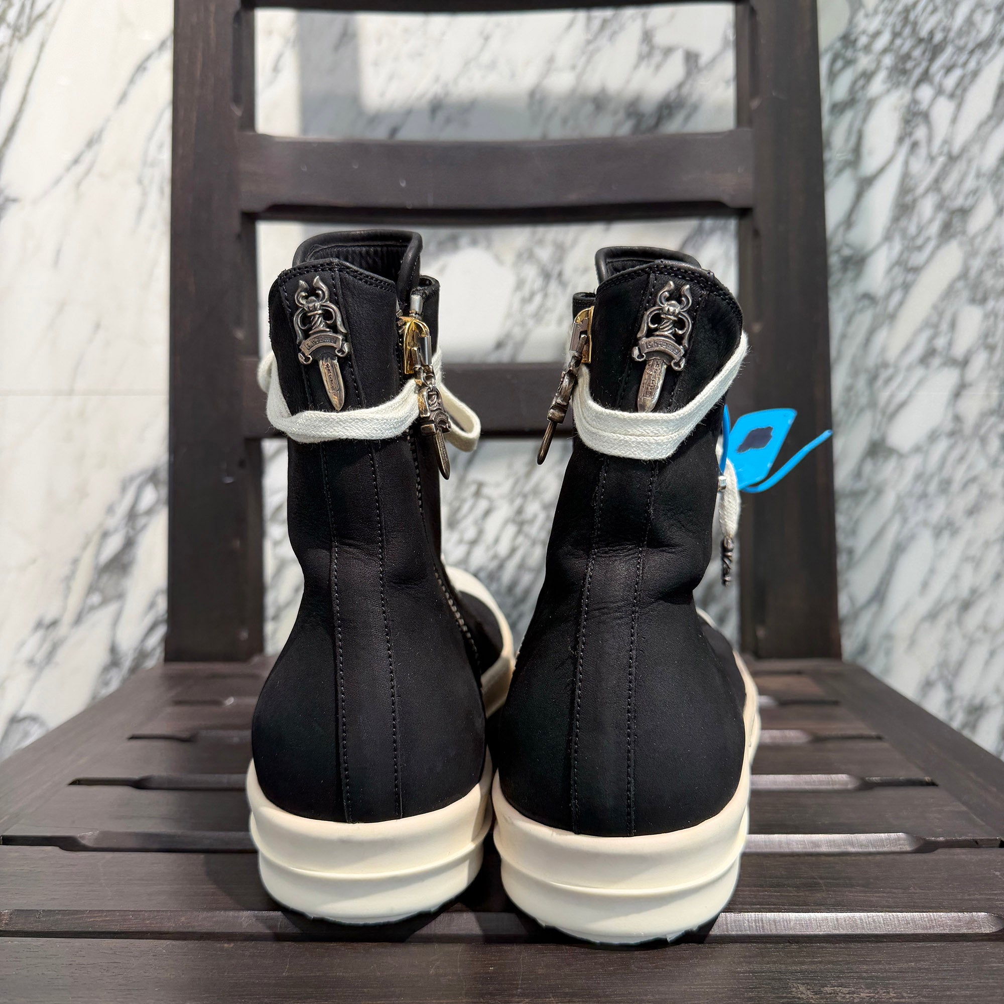 CHROME HEARTS × Rick Owens Ramones Grain Leather Custom Sneakers Size 41 (約26.0cm〜26.5cm) クロムハーツ × リックオーエンス ラモーンズ グレインレザー カスタムスニーカー サイズ41(約26.0cm〜26.5cm)