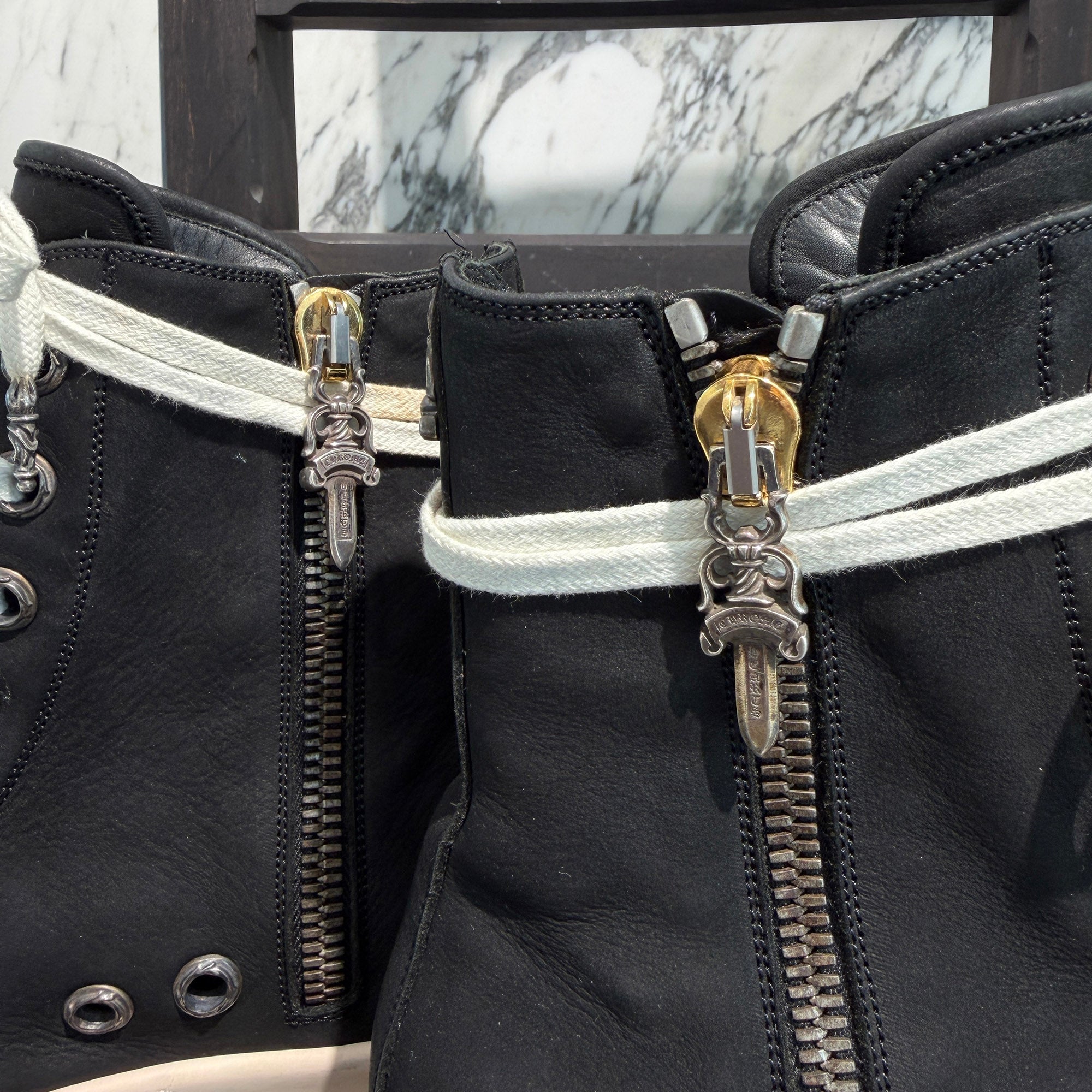 CHROME HEARTS × Rick Owens Ramones Grain Leather Custom Sneakers Size 41 (約26.0cm〜26.5cm) クロムハーツ × リックオーエンス ラモーンズ グレインレザー カスタムスニーカー サイズ41(約26.0cm〜26.5cm)