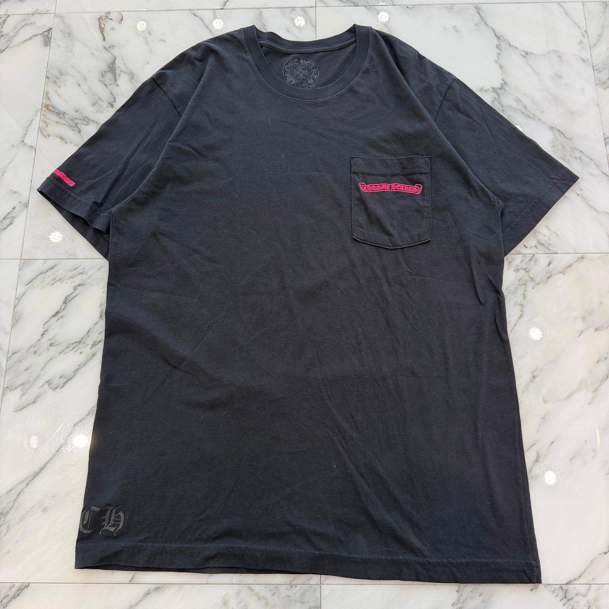 CHROME HEARTS Pink Made in Hollywood Vertical Logo Tee Size L クロムハーツ ピンク メイドインハリウッド ヴァーティカルロゴ Tシャツ サイズL