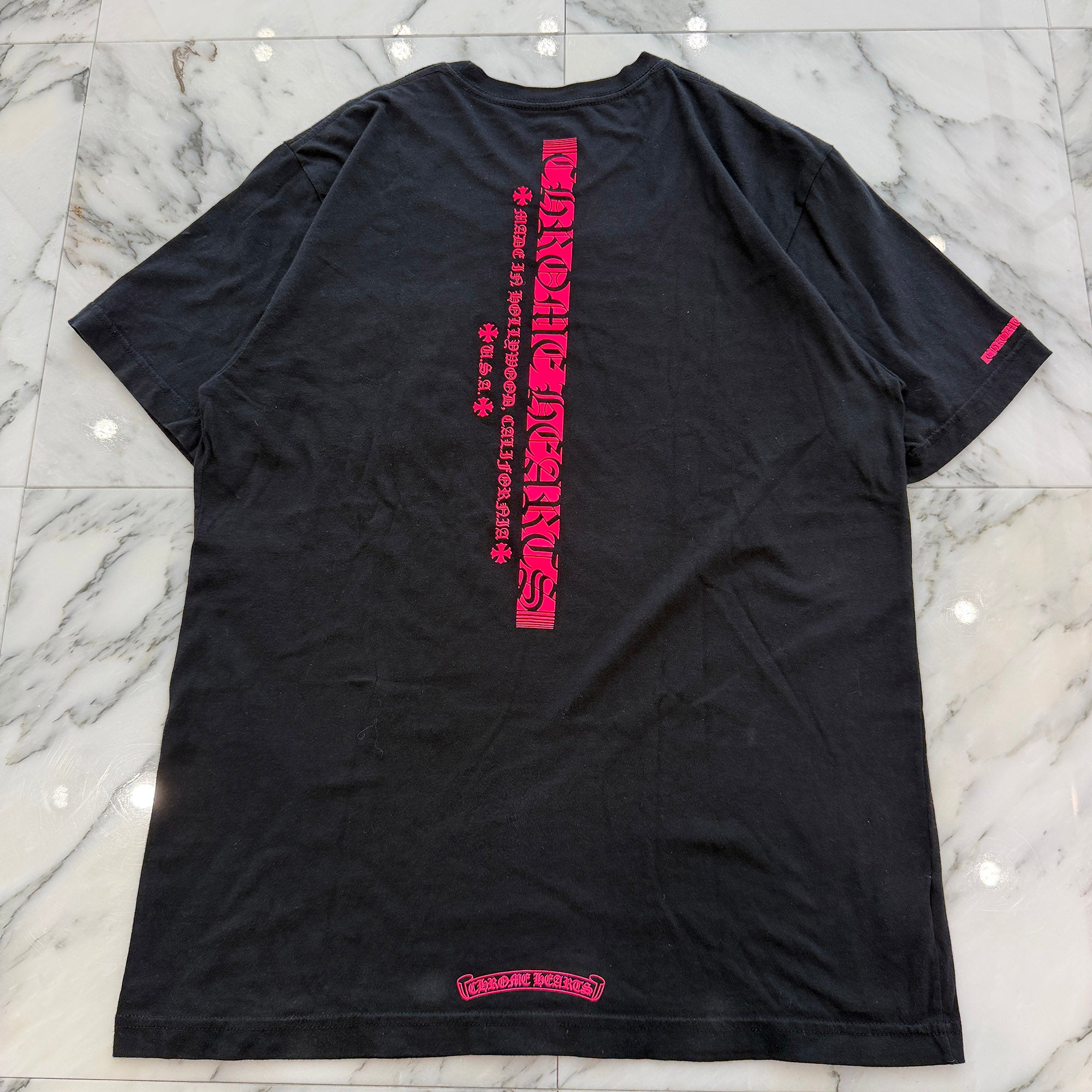 CHROME HEARTS Pink Made in Hollywood Vertical Logo Tee Size L クロムハーツ ピンク メイドインハリウッド ヴァーティカルロゴ Tシャツ サイズL