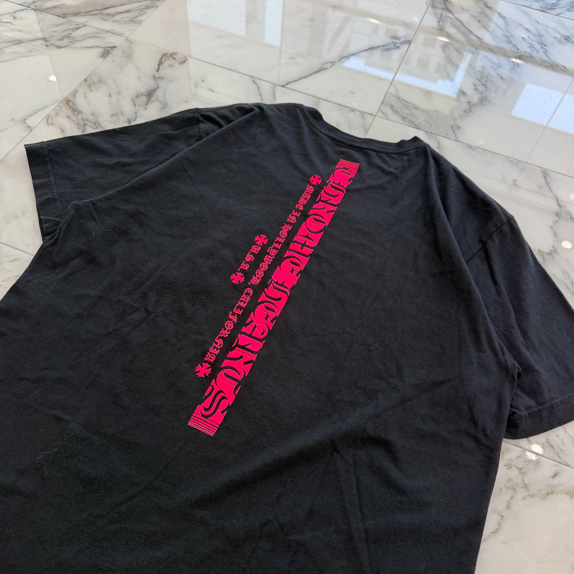 CHROME HEARTS Pink Made in Hollywood Vertical Logo Tee Size L クロムハーツ ピンク メイドインハリウッド ヴァーティカルロゴ Tシャツ サイズL