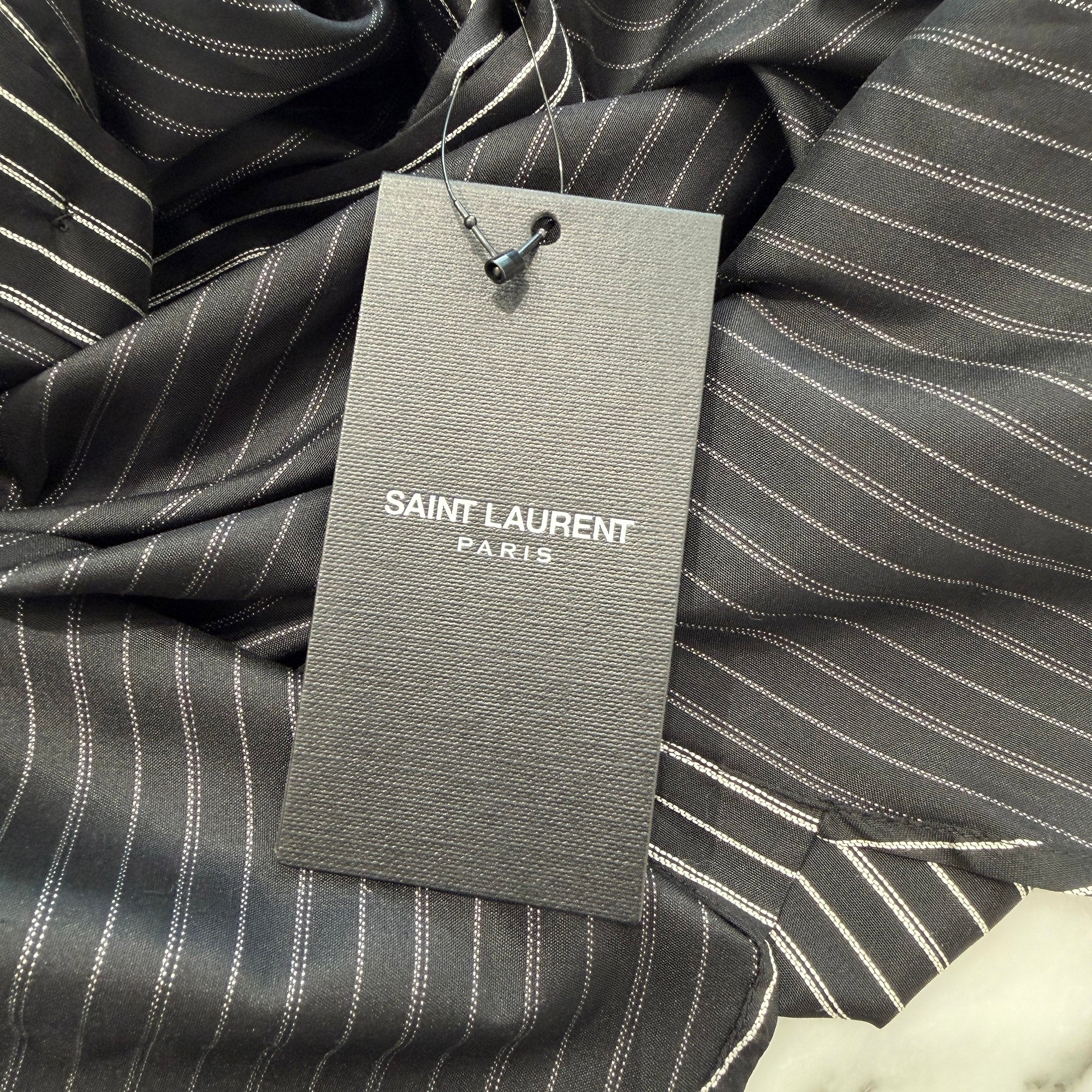 SAINT LAURENT PARIS 2019SS Stripe Silk Shirt 646850 Y1F58 Size 38 サンローランパリ ストライプ シルクシャツ サイズ38