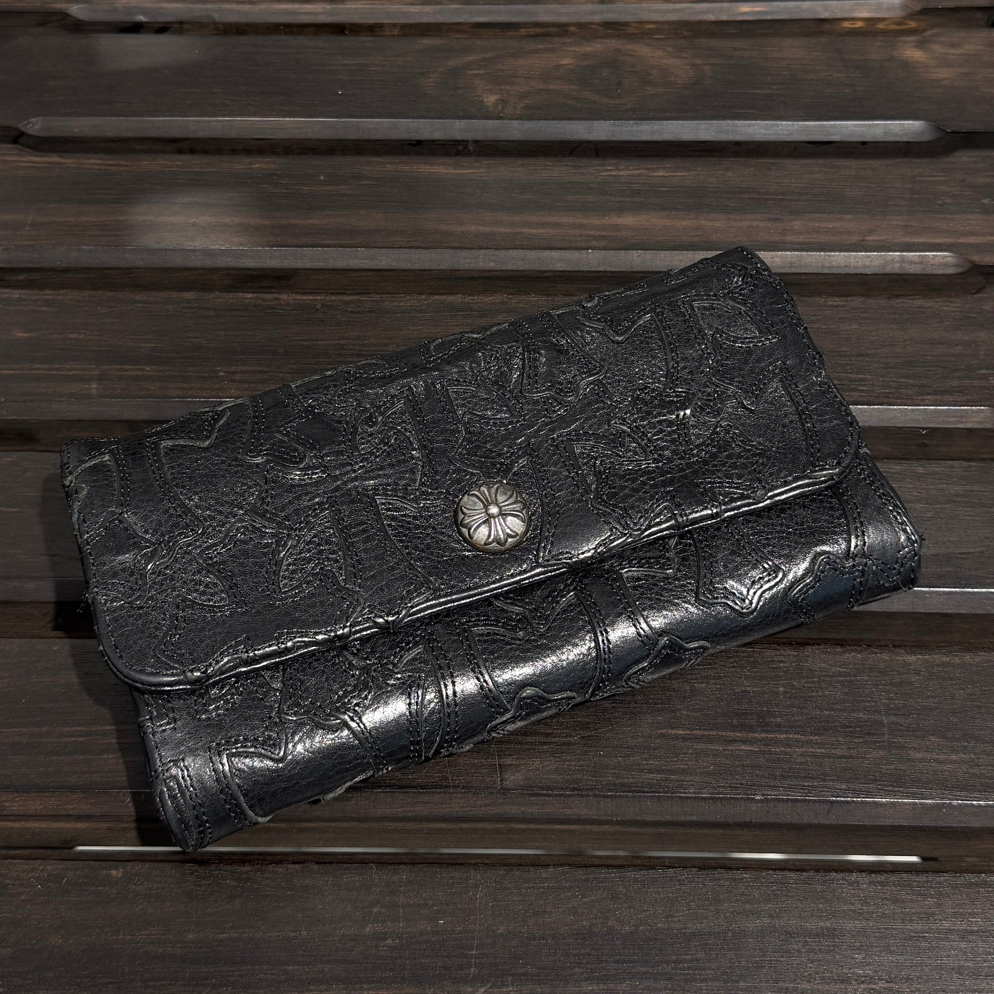 新品　JUDY クロスパッチ　レザーウォレット　並行輸入品 CHROME HEARTS Judy Cemetery Cross Leather Patch Cross Ball Wallet