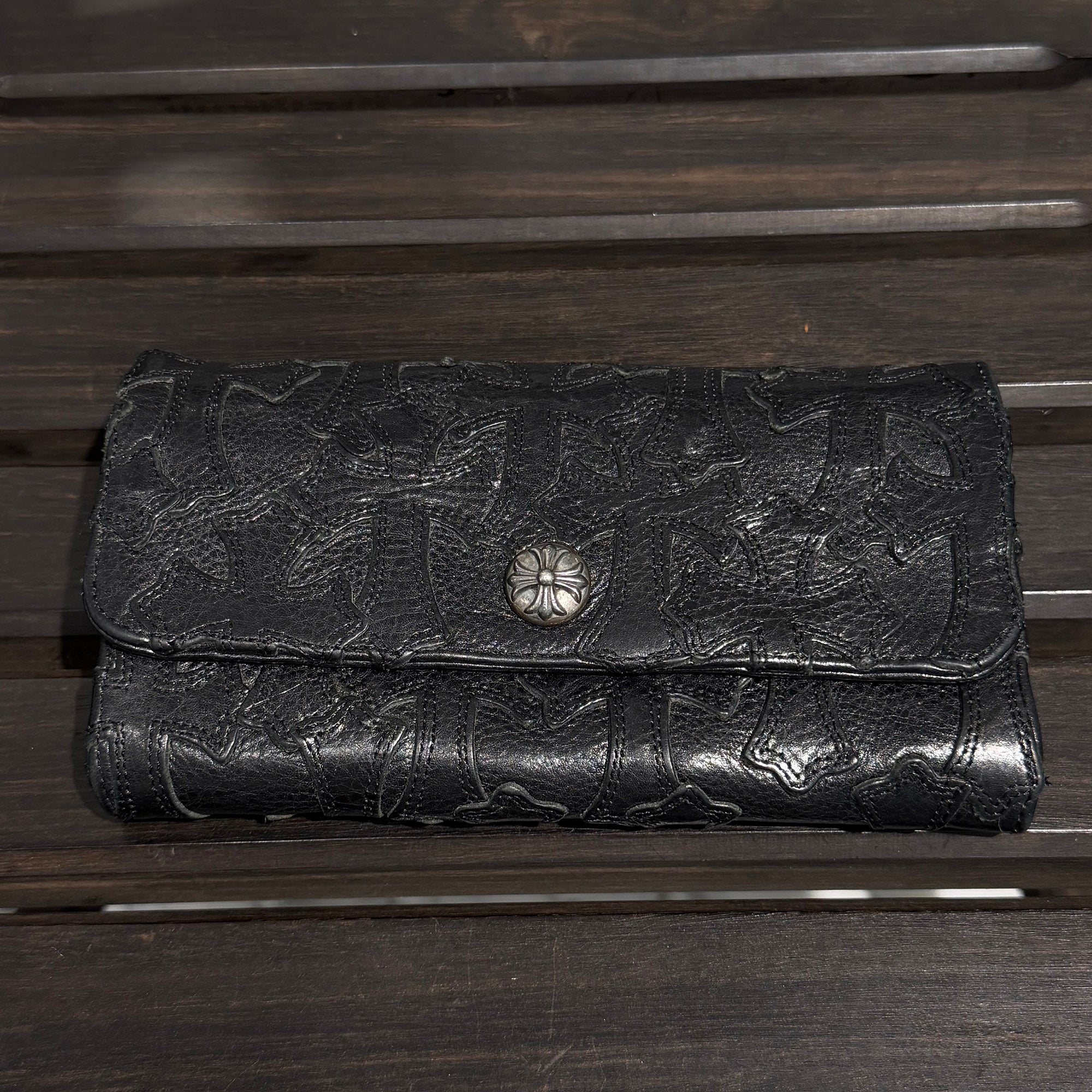 CHROME HEARTS Judy Cemetery Cross Leather Patch Cross Ball Wallet