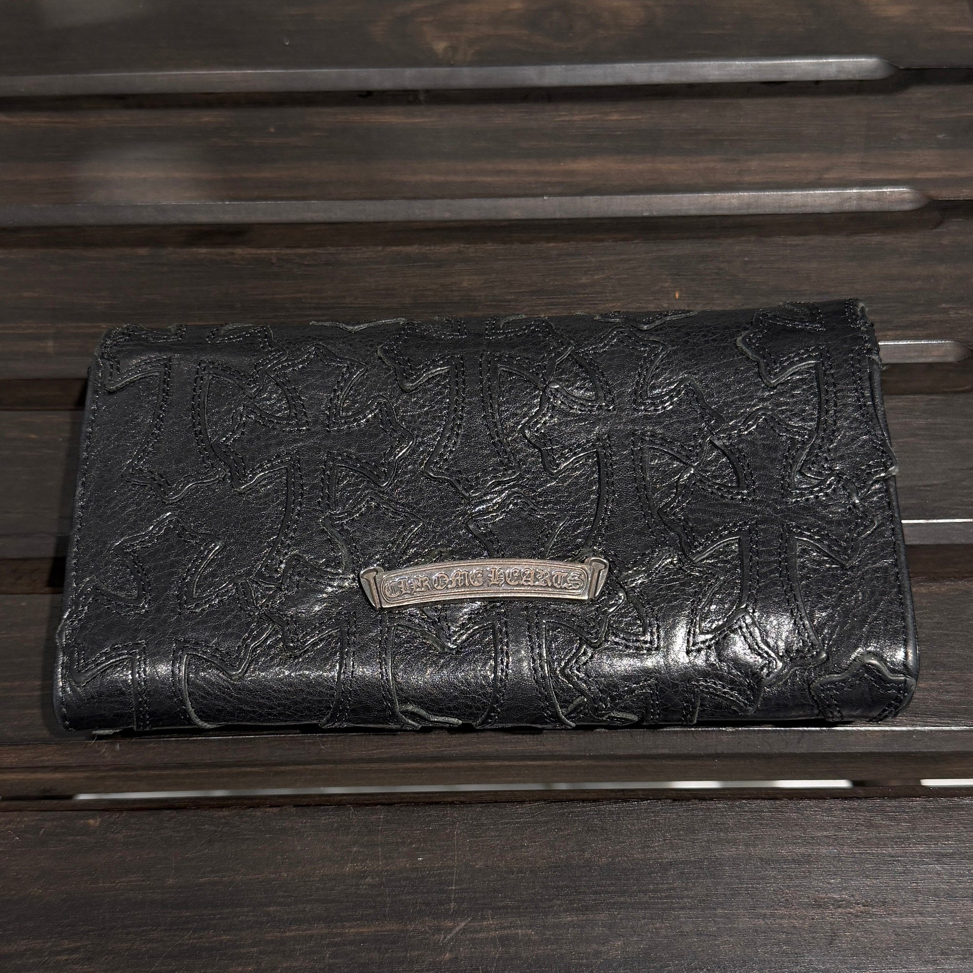新品　JUDY クロスパッチ　レザーウォレット　並行輸入品 CHROME HEARTS Judy Cemetery Cross Leather Patch Cross Ball Wallet