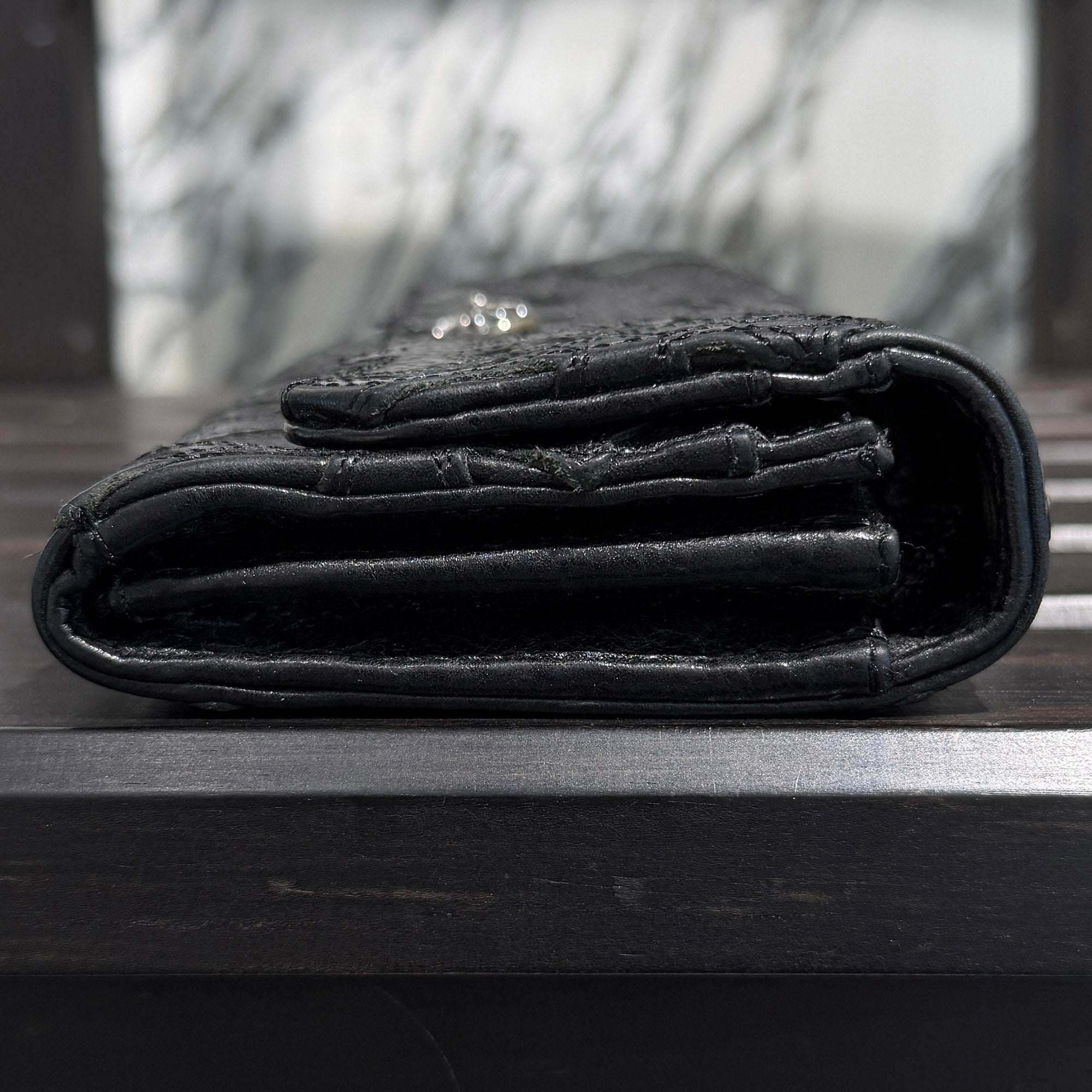 CHROME HEARTS Judy Cemetery Cross Leather Patch Cross Ball Wallet