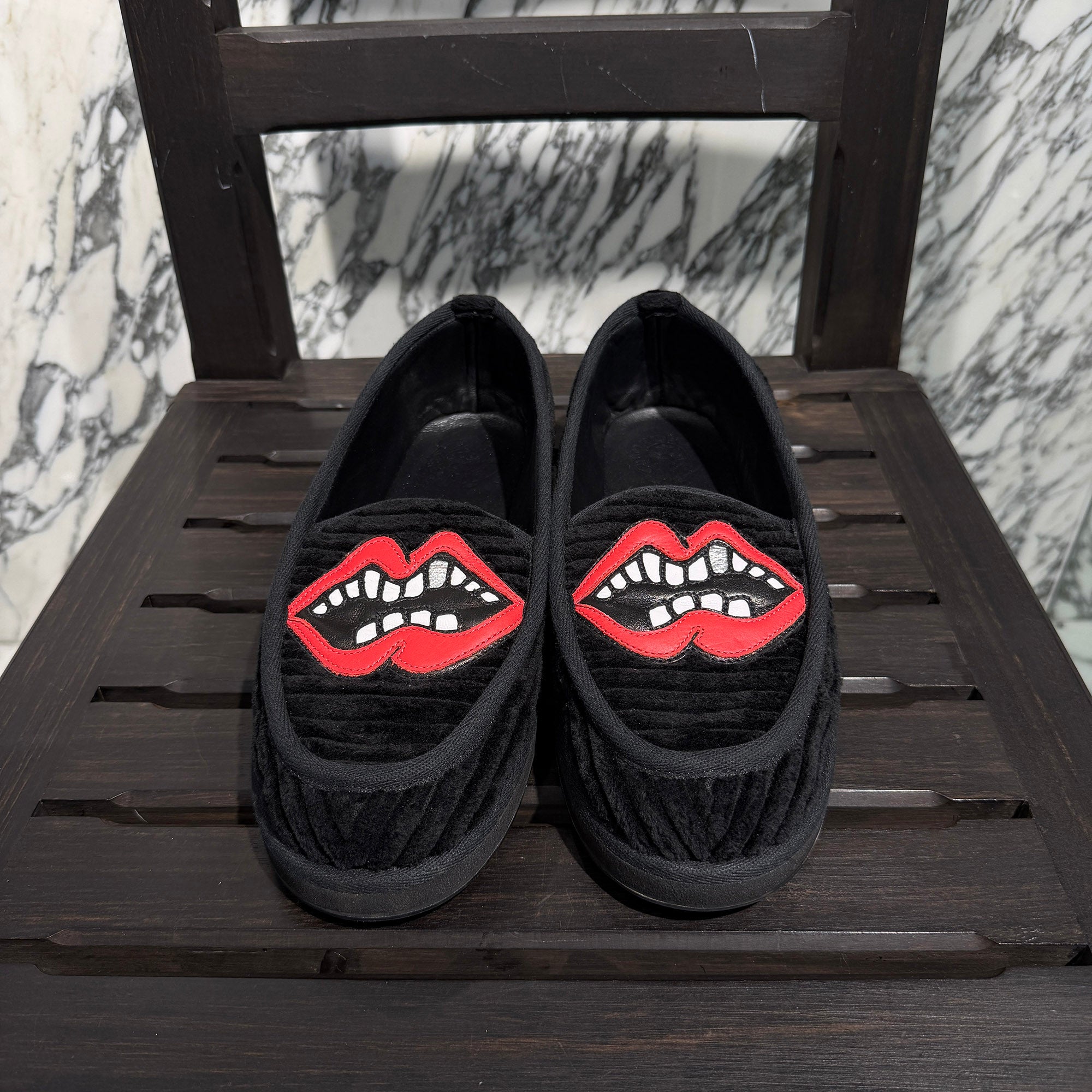 CHROME HEARTS × MATTY BOY Chomper Leather Patch Corduroy Slip On Size 42 (約27.0cm～27.5cm) クロムハーツ×マッティボーイ チョンパーレザーパッチ コーデュロイ スリッポン サイズ42 (約27.0cm～27.5cm)