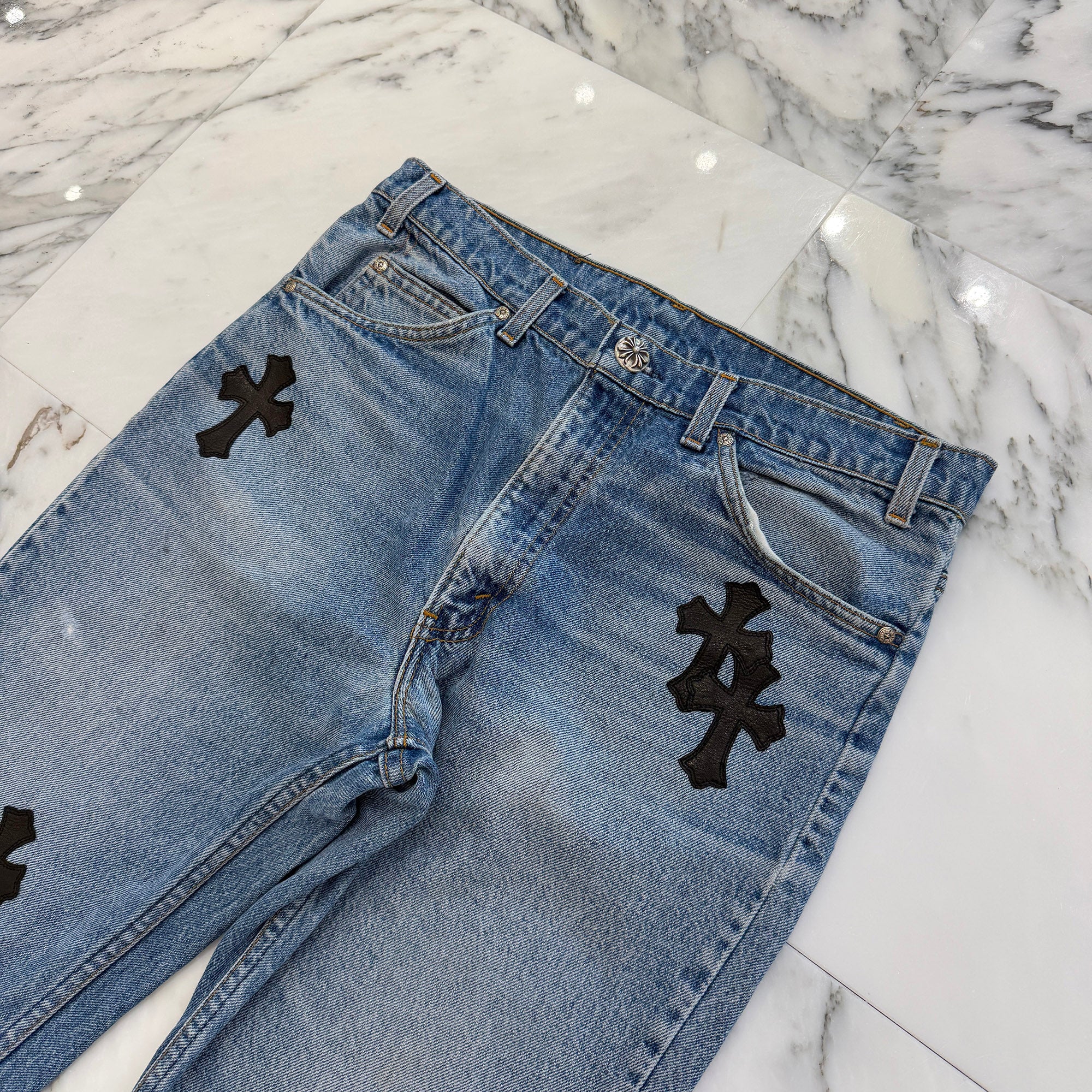 CHROME HEARTS × Levi's 517 VNTG Cross Leather Patch Denim Pants Size 32 クロムハーツ × リーバイス 517 ヴィンテージ クロスレザーパッチ デニムパンツ サイズ32