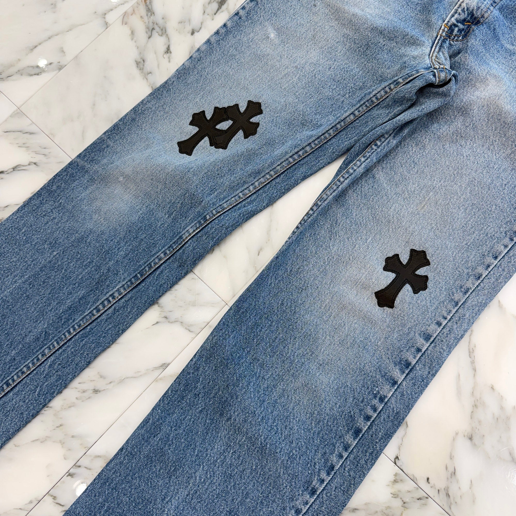 CHROME HEARTS × Levi's 517 VNTG Cross Leather Patch Denim Pants Size 32 クロムハーツ × リーバイス 517 ヴィンテージ クロスレザーパッチ デニムパンツ サイズ32