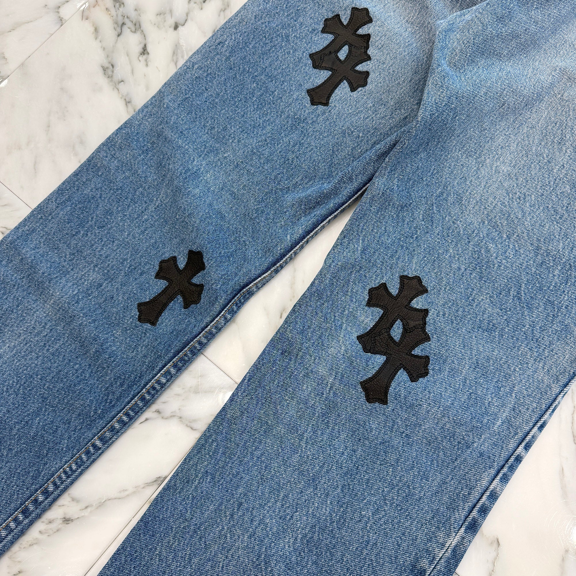 CHROME HEARTS × Levi's 517 VNTG Cross Leather Patch Denim Pants Size 32 クロムハーツ × リーバイス 517 ヴィンテージ クロスレザーパッチ デニムパンツ サイズ32