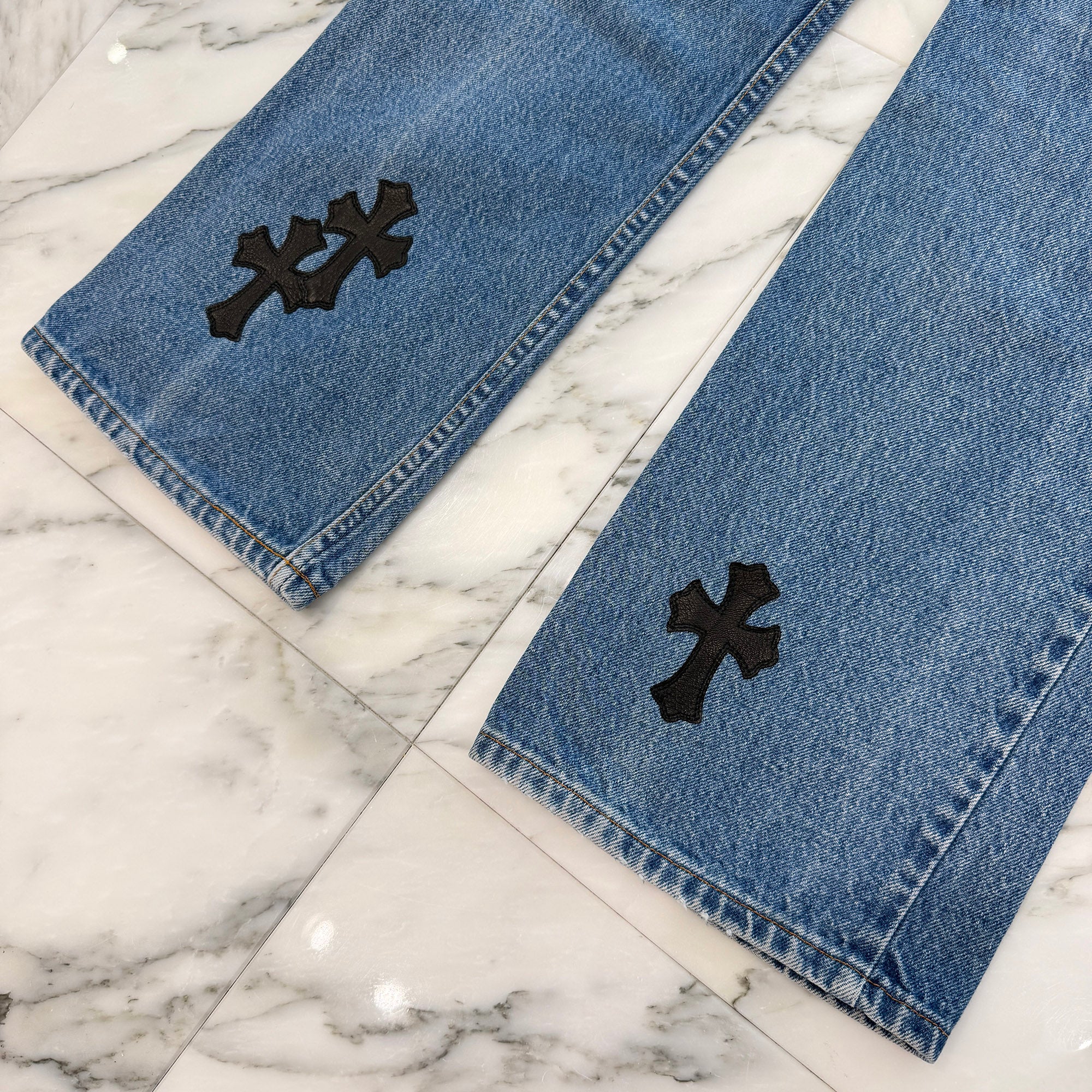 CHROME HEARTS × Levi's 517 VNTG Cross Leather Patch Denim Pants Size 32 クロムハーツ × リーバイス 517 ヴィンテージ クロスレザーパッチ デニムパンツ サイズ32