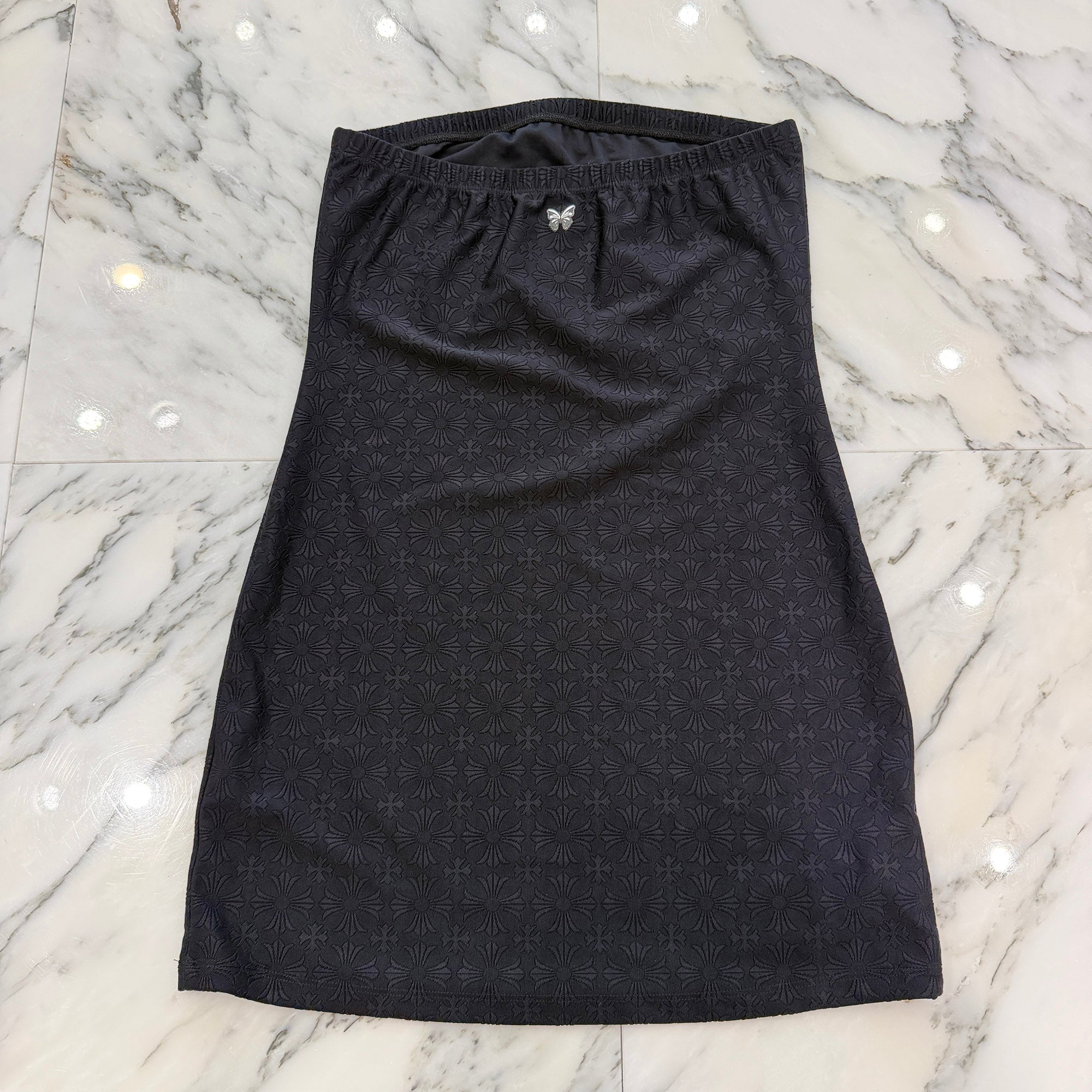 CHROME HEARTS × DIPPED IN BLUE CH Plus Butterfly Print Strapless Dress Size L クロムハーツ × ディップドインブルー CHプラス バタフライプリント ベアトップワンピース サイズL