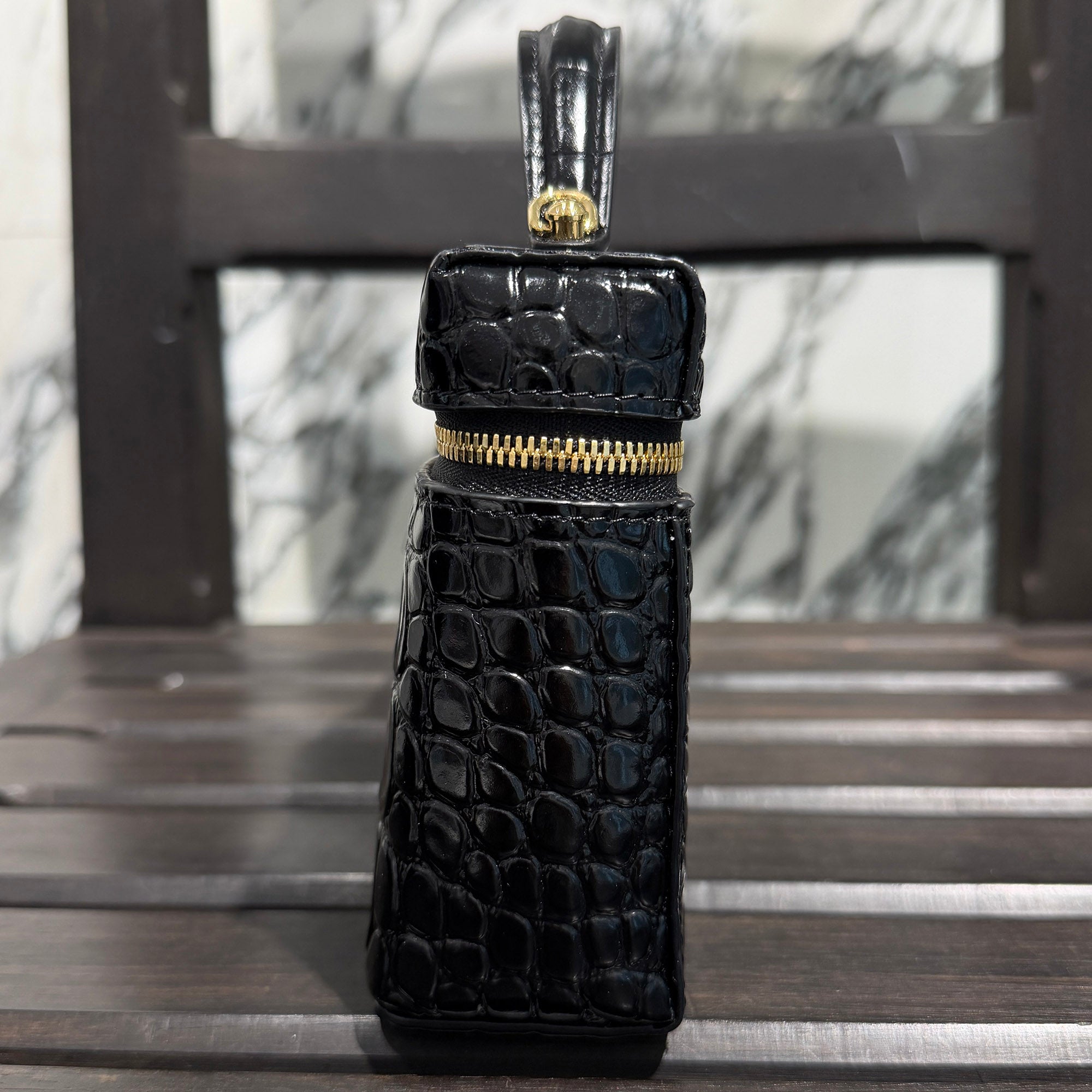CHANEL Crocodile Embossed Top Handle Vanity Case シャネル