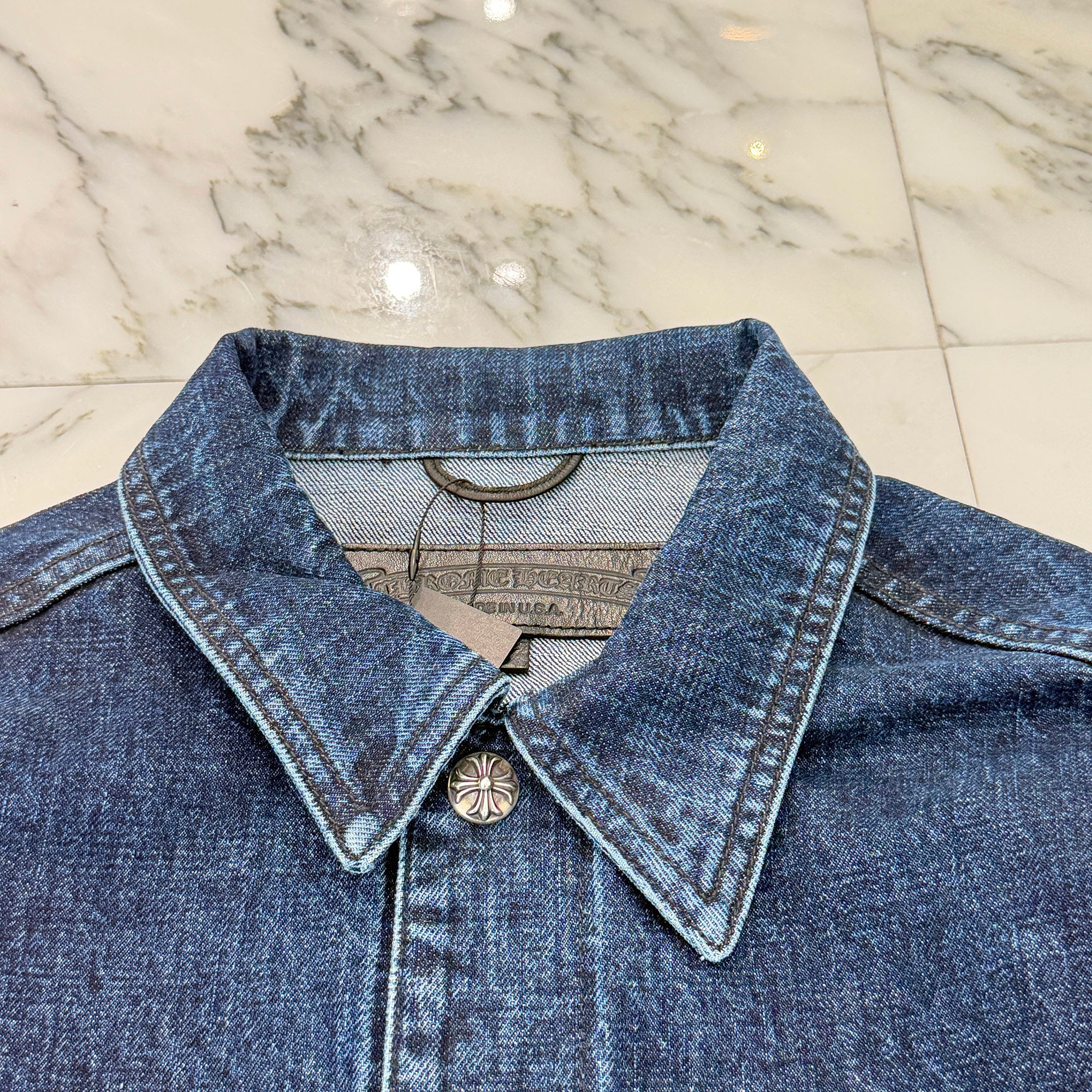 CHROME HEARTS Cross Ball Button MOTO BREATH Denim Jacket Size S クロムハーツ クロスボールボタン モーターブレス デニムジャケット サイズS