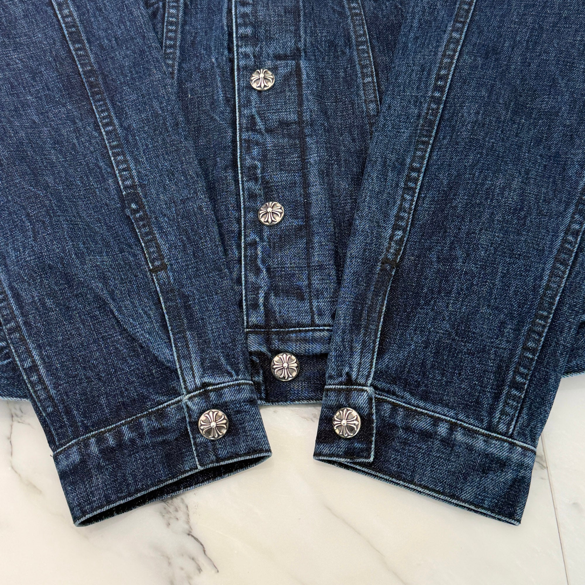 CHROME HEARTS Cross Ball Button MOTO BREATH Denim Jacket Size S クロムハーツ クロスボールボタン モーターブレス デニムジャケット サイズS