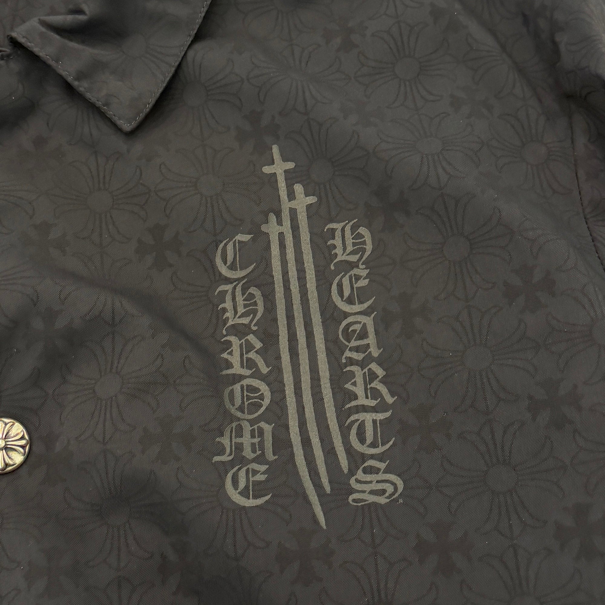 CHROME HEARTS RIGGINS FBRC English Print Nylon Coach Jacket Size XL クロムハーツ リギンズ ファブリック イングリッシュ プリント ナイロンコーチジャケット サイズXL