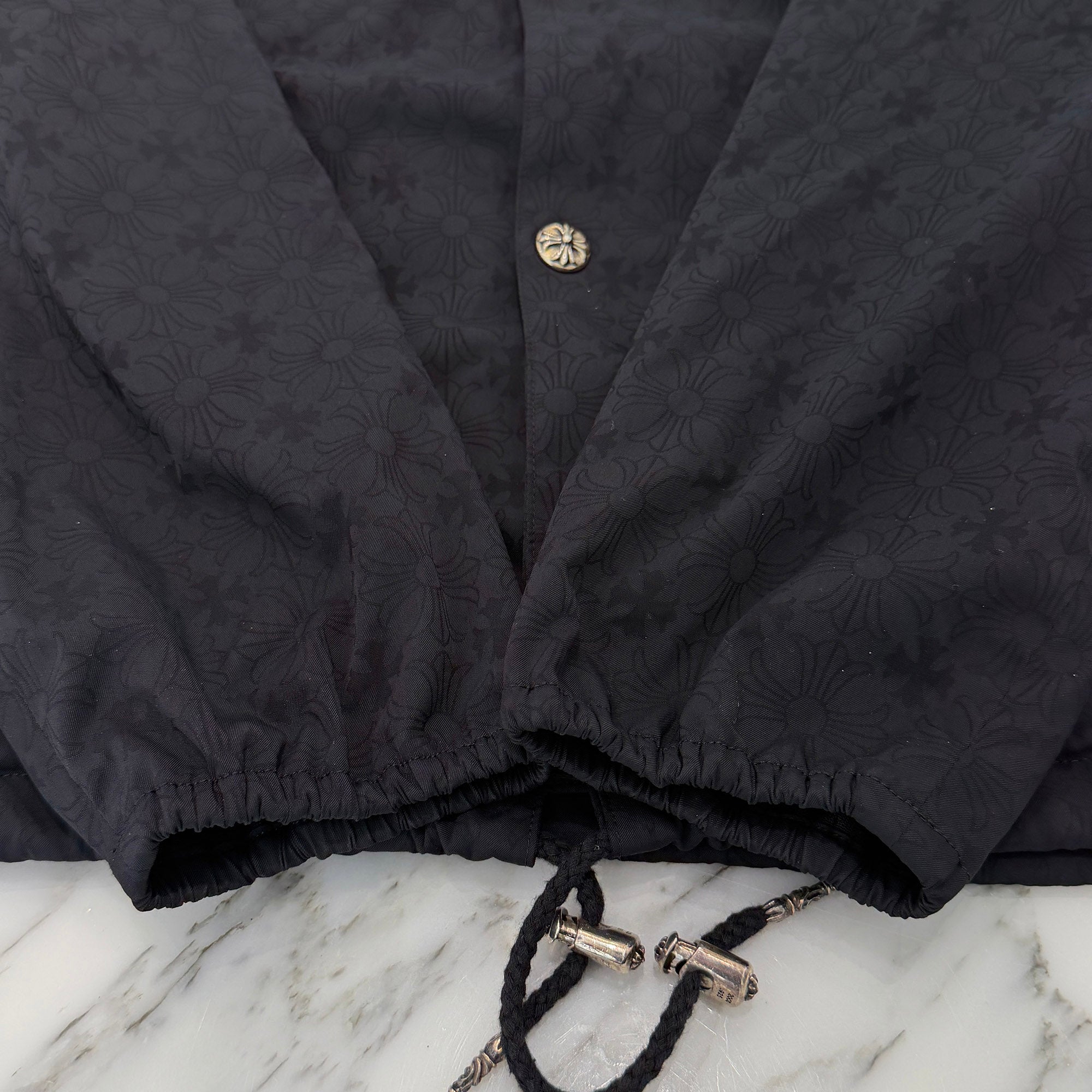 CHROME HEARTS RIGGINS FBRC English Print Nylon Coach Jacket Size